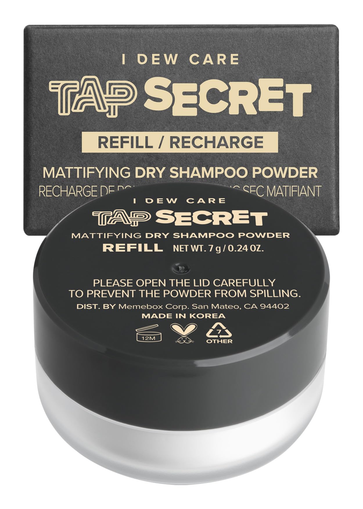 I DEW CARE Biotin Clarifying Dry Shampoo Refill - Tap Secret Original | Strengthening & Volumizing Powder for Brunette Hair | Korean Ginseng Infused | Travel Size 0.24 Oz | Non-Aerosol & Refillable | Perfect for On-the-Go Hair Refresh & Volume Boost