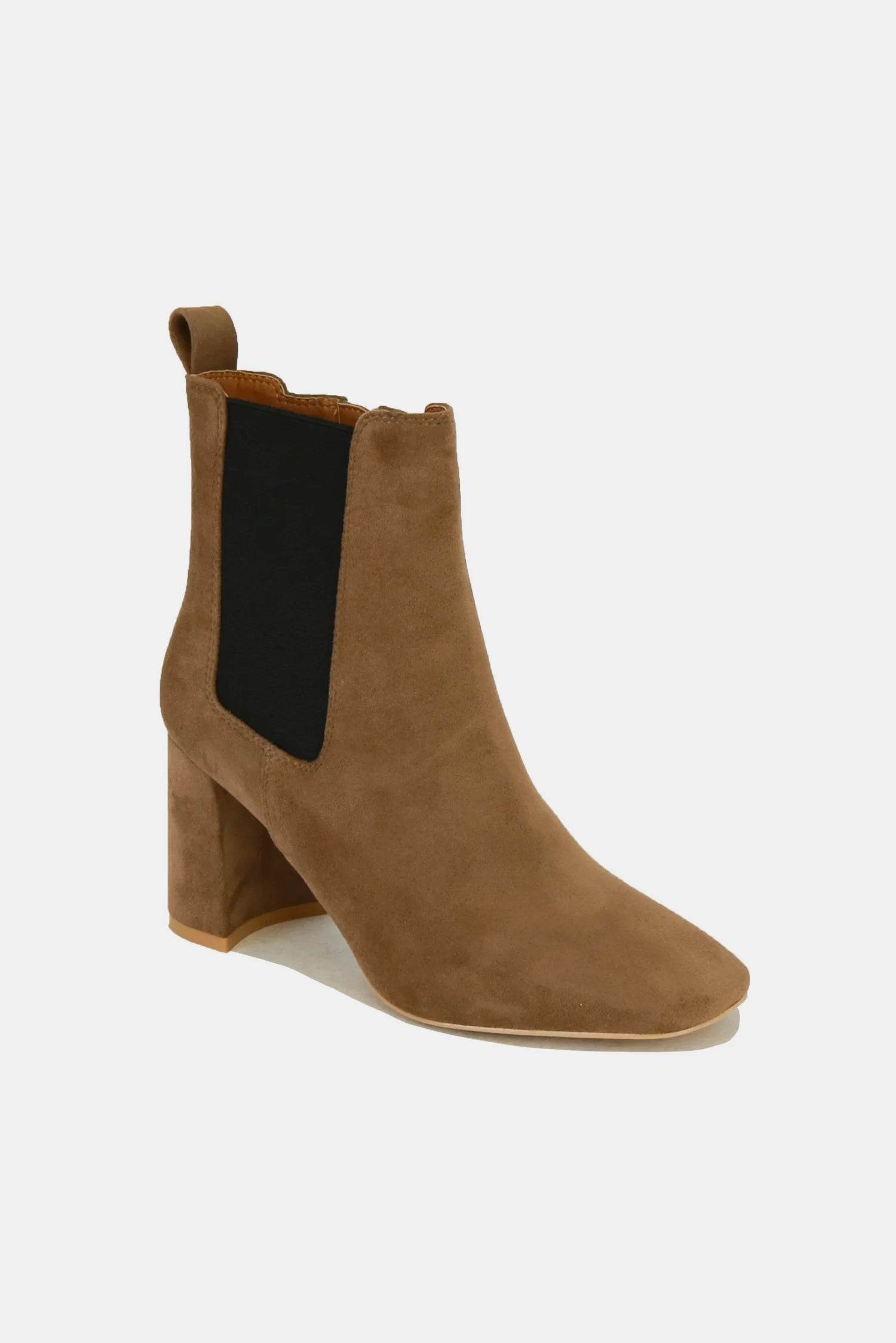 Beast Fashion Women's Faux Suede Chelsea Boots with Block Heel & Elastic Side Panels - Comfortable Ankle Booties for Fall Winter Outfits, Office Wear & Casual Style
