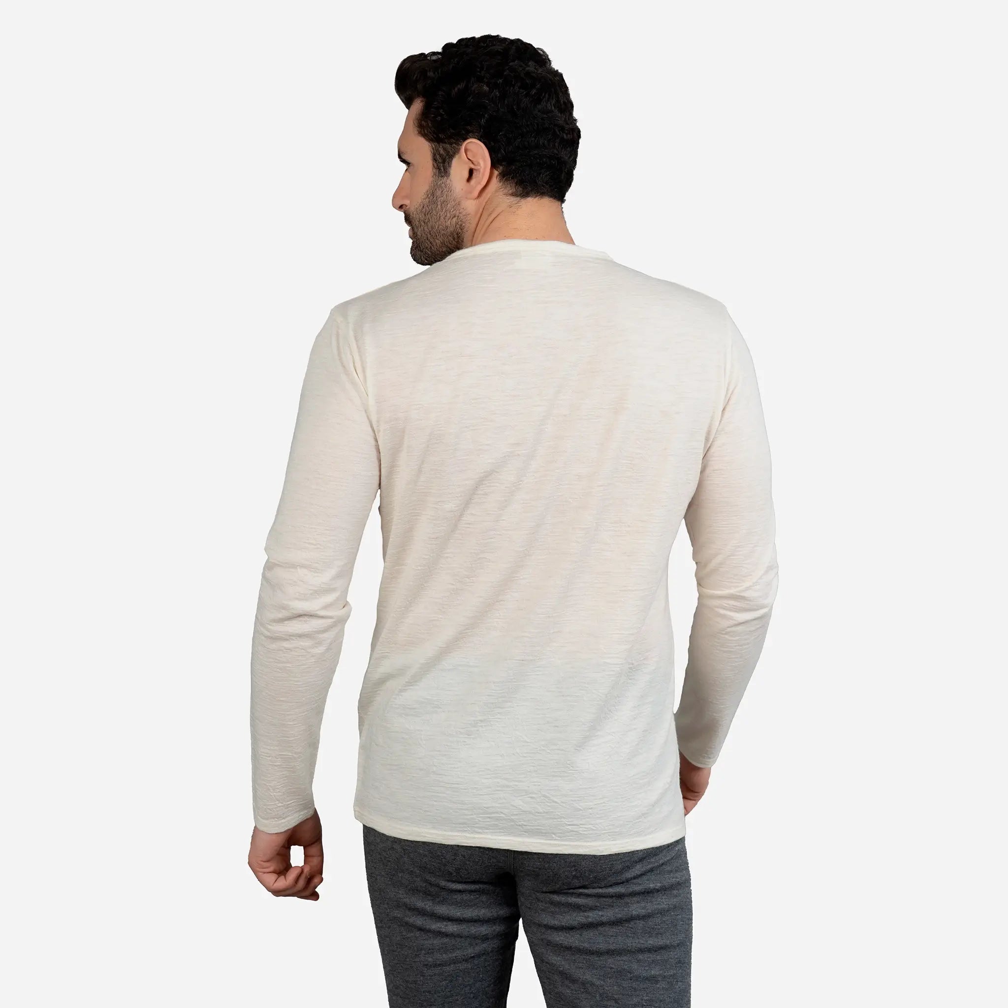 Premium Men's Alpaca Wool Long Sleeve T-Shirt - Ultra Soft 110 Featherweight Thermal Base Layer for Hiking, Camping & Winter Outdoor Activities