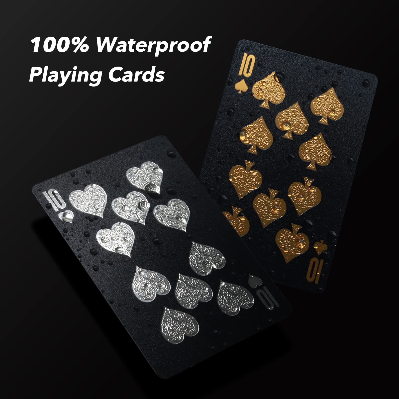 Premium INTEGEAR 2 Decks Gold 3D Embossed Poker Cards - Waterproof Plastic PET Playing Cards for Magic Tricks, Poker Games & Casino Nights - Luxury Gift Set for Parties, Cardistry & Home Decor