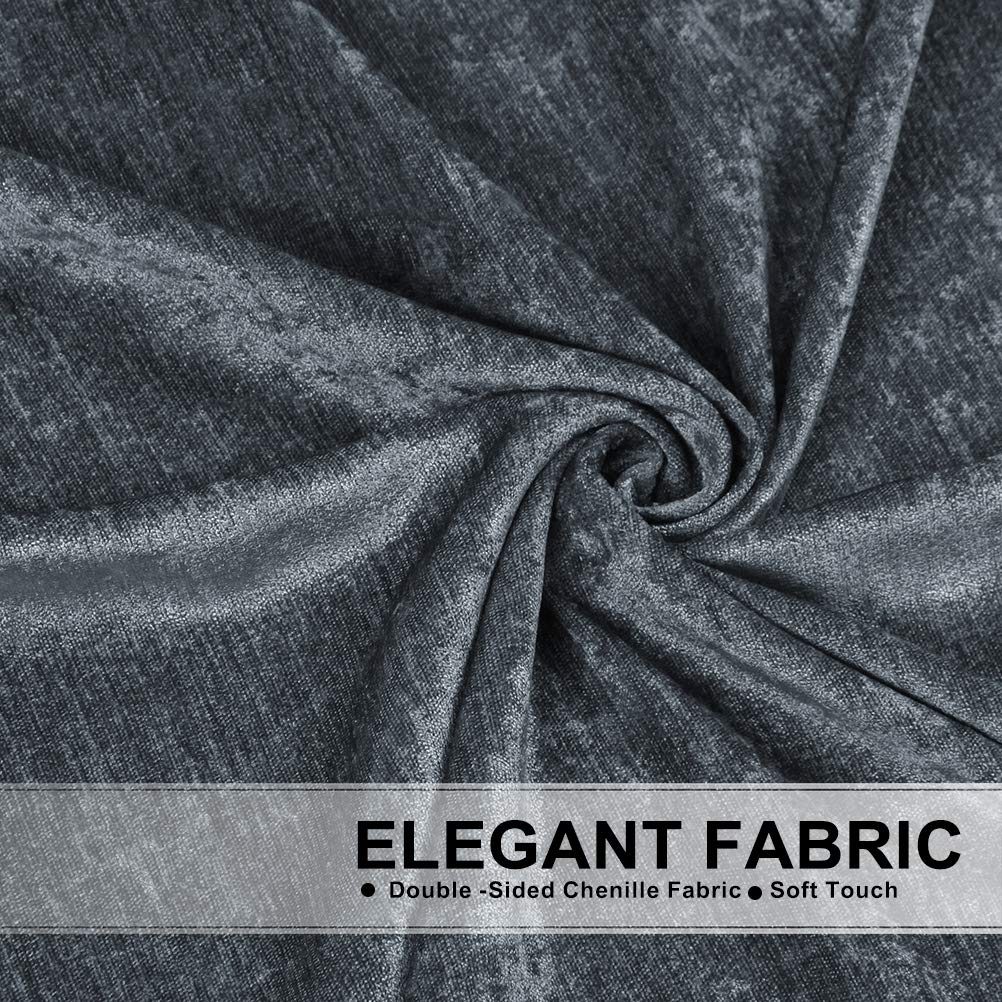 ELKCA Grey Chenille Window Curtains Valance - 79 Inch Waterfall Valance Panel for Living Room & Bedroom - Soft Textured Home Decor for Windows, Doors, and Room Dividers