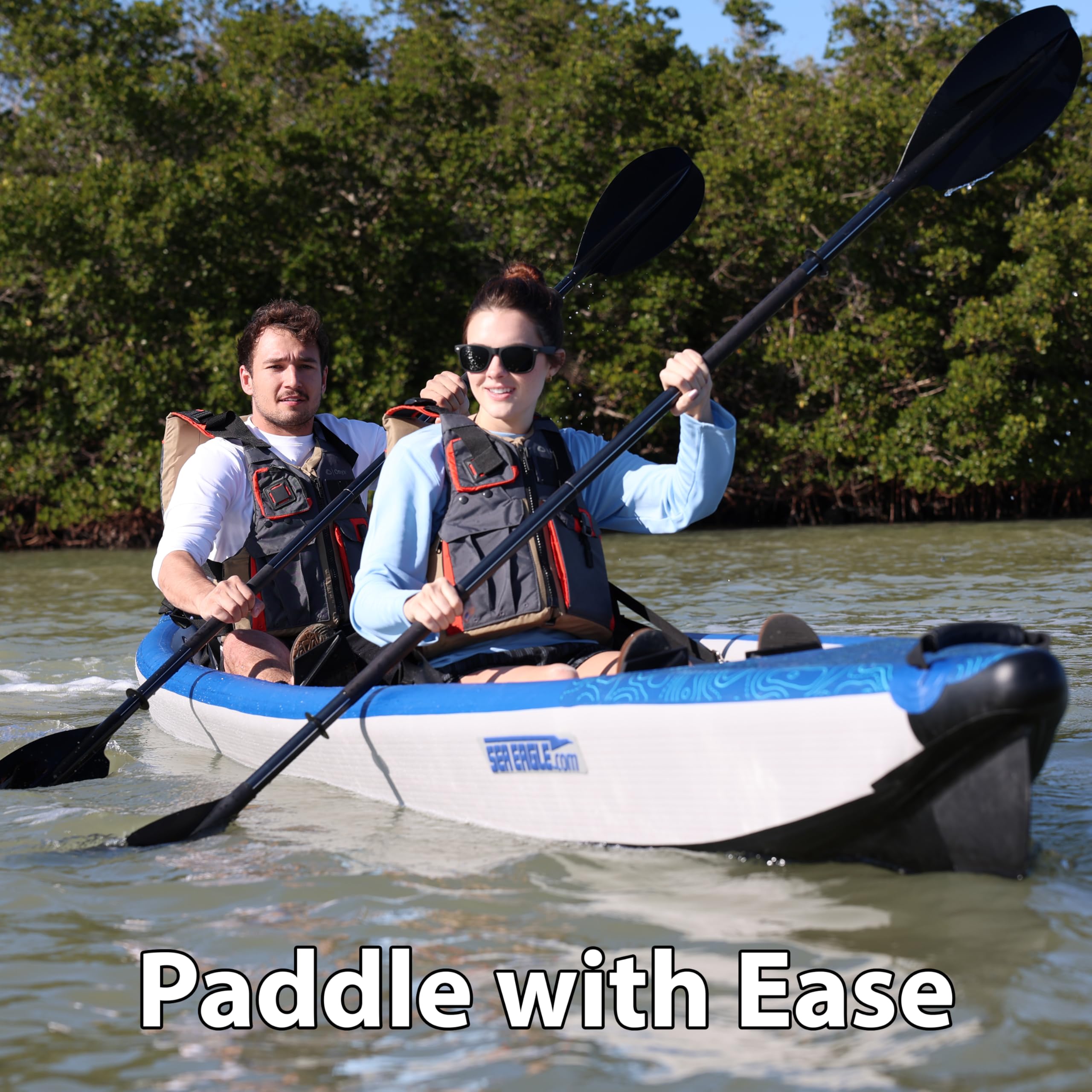 Sea Eagle RazorLite Inflatable Kayak - Lightweight Drop Stitch High-Speed Touring Kayak for Solo or Tandem Use - Includes Tall Back Seats, Paddles, Backpack, Skeg & Pump - Perfect for Lakes, Rivers & Coastal Adventures