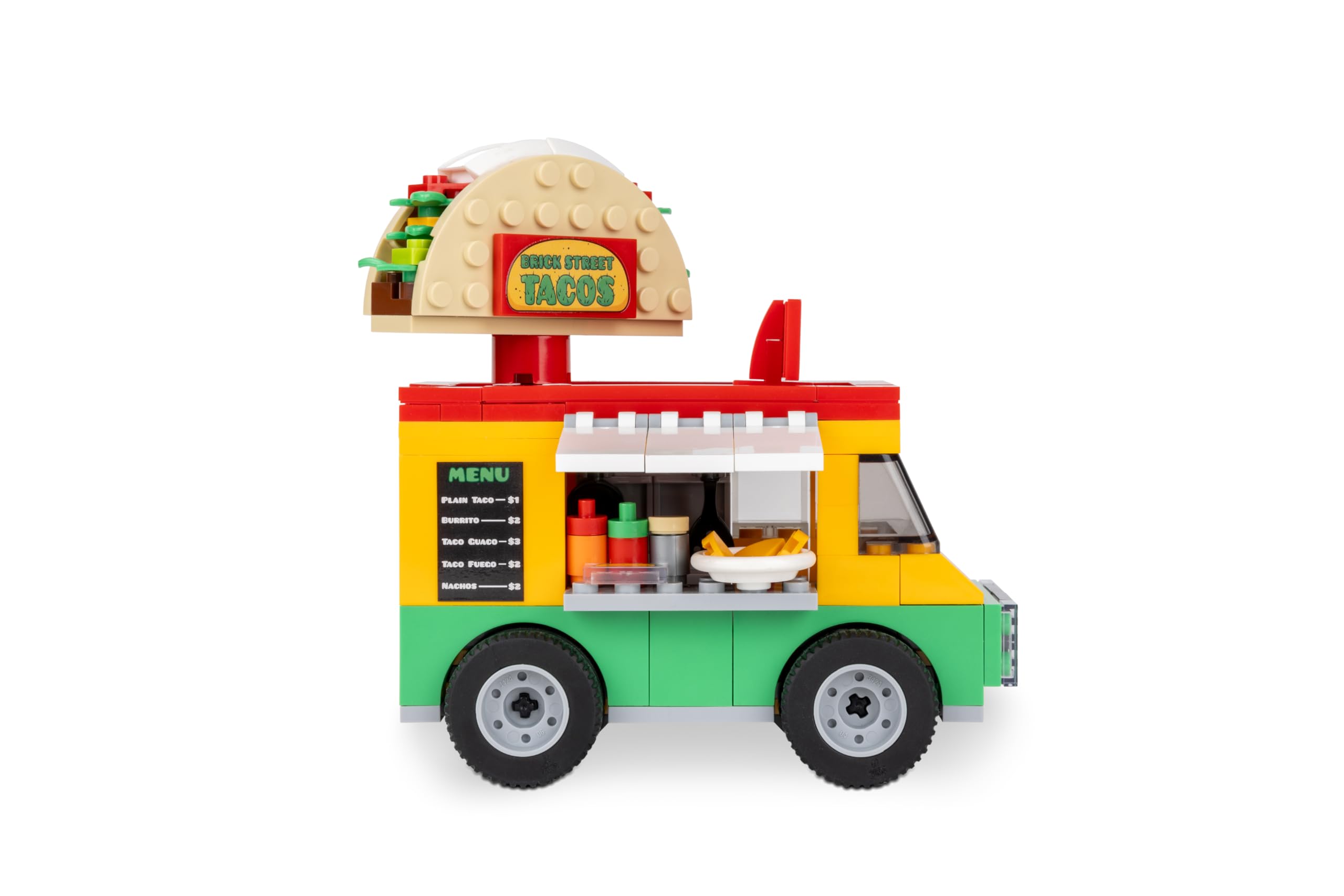 Brick Loot Taco Truck Toy Building Block Set - 185 Pieces with Spinning Street Sign | Compatible with Lego & Major Brands | Creative STEM Toy for Kids Age 6+ & Adults | Perfect for Playtime, Collectors & DIY Model Building