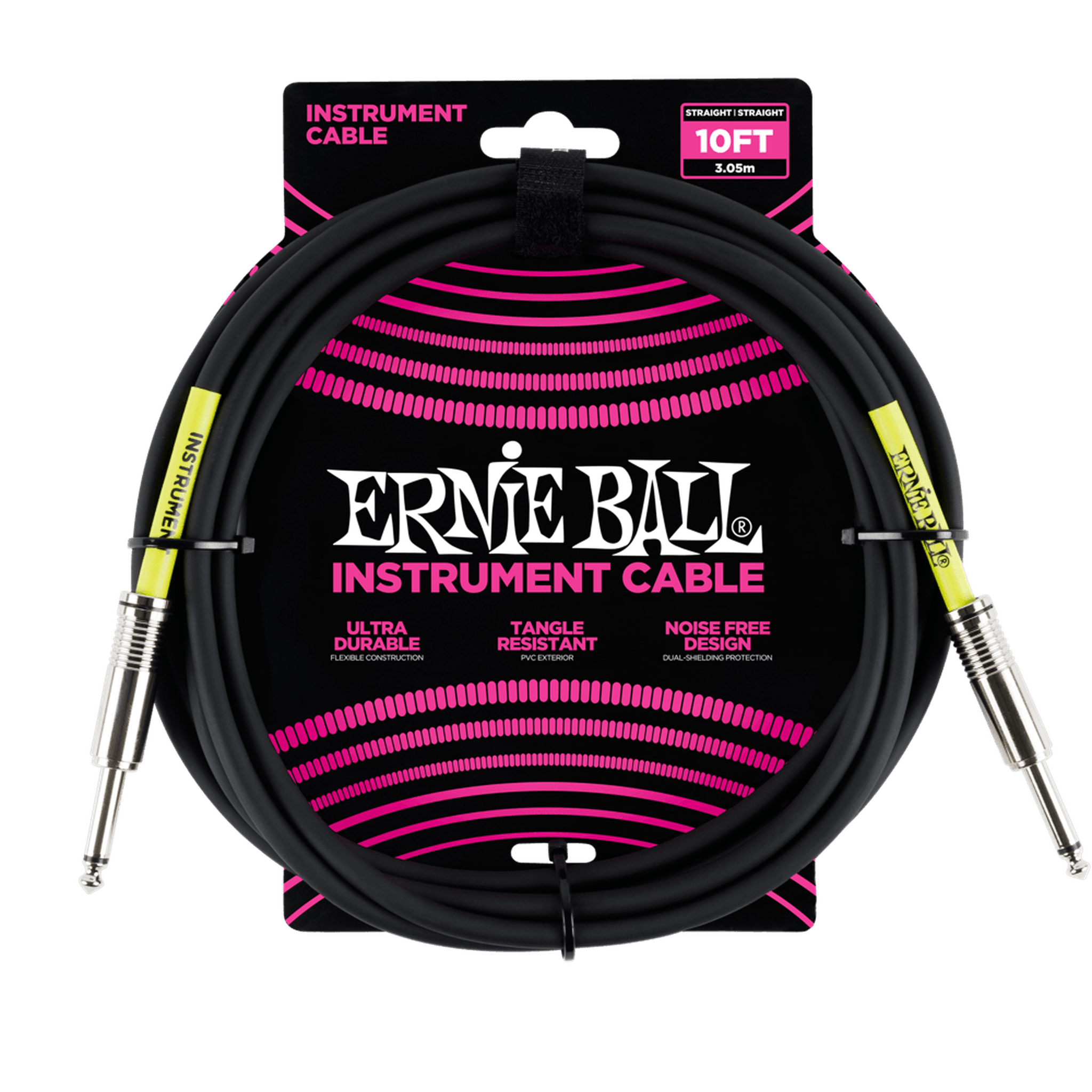 Ernie Ball 10ft Premium Instrument Cable - High-Quality Guitar & Bass Cable for Professional Musicians - Perfect for Live Performances, Studio Recording & Home Practice