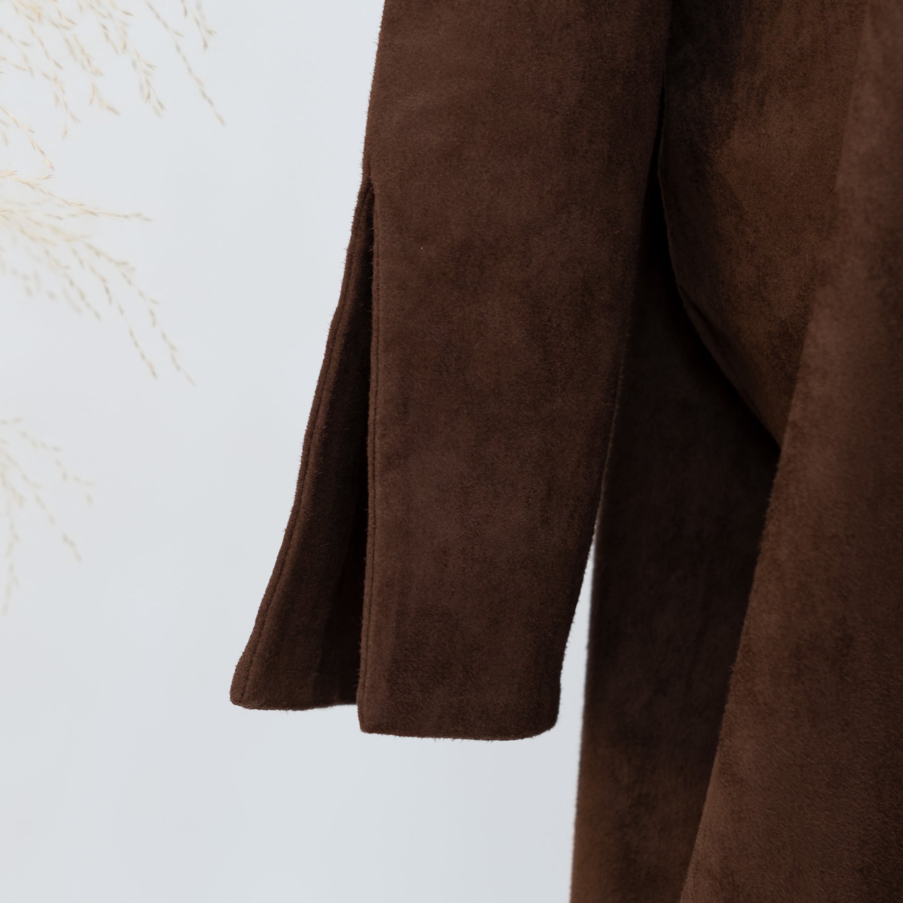 Ellie Suede Long Winter Coat for Women - Warm Brown Trench Coat with Belt, Perfect for Cold Weather, Office, and Outdoor Activities