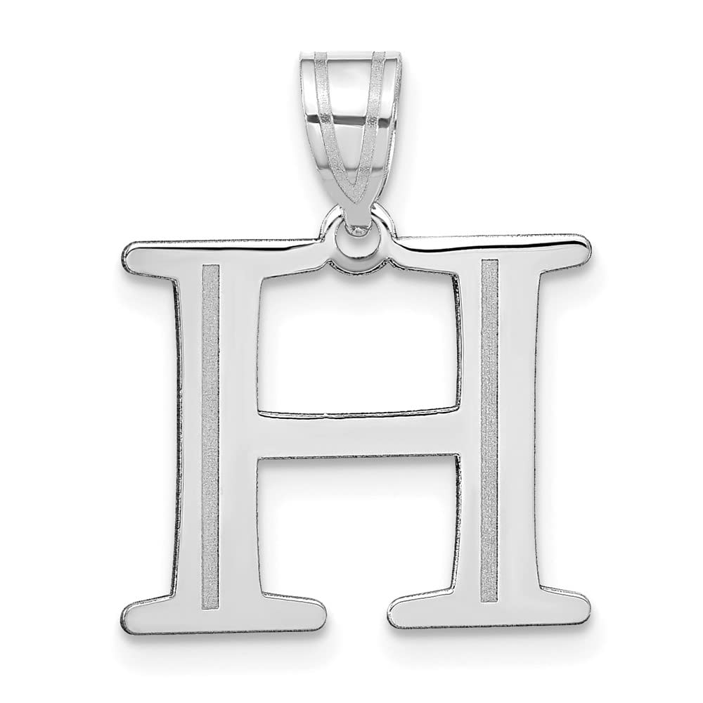 14K White Gold Polished Etched Letter H Initial Pendant Necklace - Elegant Personalized Jewelry Gift for Women, Perfect for Birthdays, Anniversaries & Special Occasions