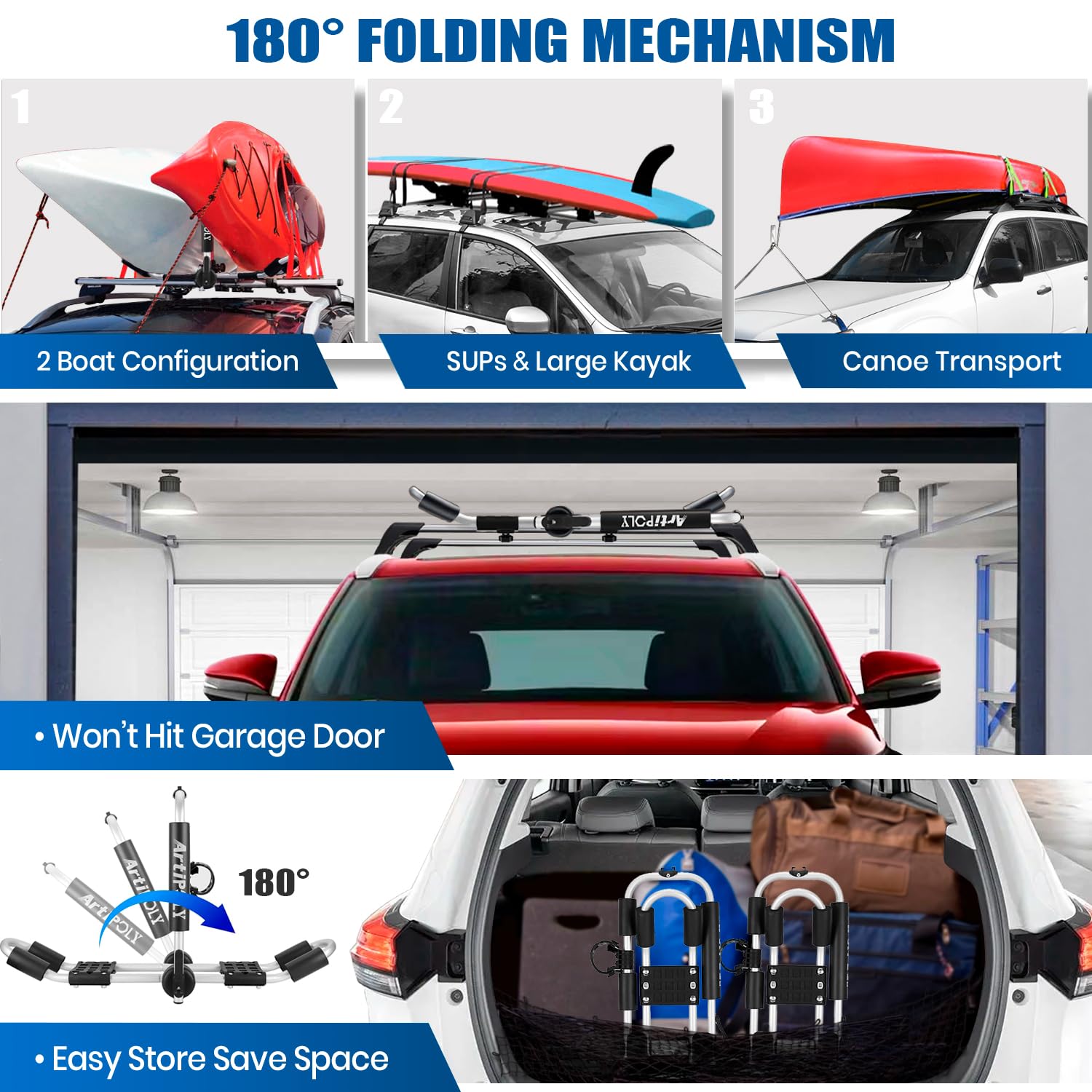 **Heavy-Duty Kayak Roof Rack for 2 Kayaks – Adjustable J-Bar Canoe & Kayak Carrier with Paddle Holder – Fits SUV, Truck & Car Crossbars – Ideal for Kayaking, Canoeing, Surfing & SUP Adventures**