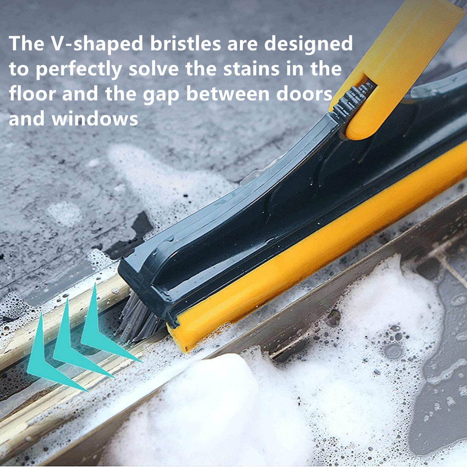 Upgraded 3-in-1 Multi-Surface Cleaning Brush - Adjustable V-Shape Scrub Brush with 180° Rotating Removable Head & Flat Brush - Perfect for Floors, Bathrooms, Kitchens, RVs, Tiles, Grout & Hard-to-Reach Areas - Heavy Duty Cleaning Tool for Home & Outdoor Use