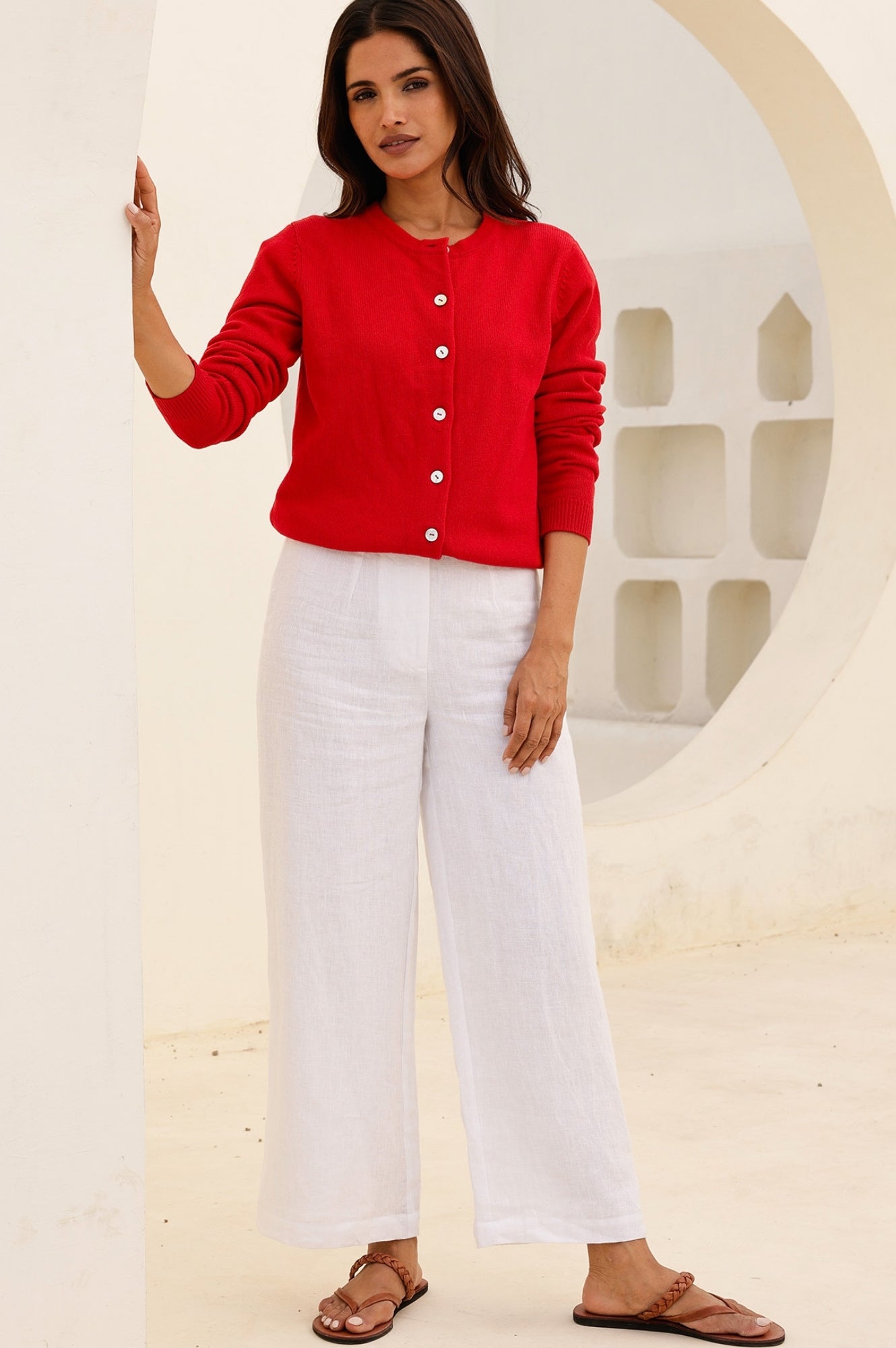 Premium Merino Wool Classic Cardigan for Women & Men - Soft & Warm Red Sweater | Perfect for Fall, Winter & Outdoor Activities