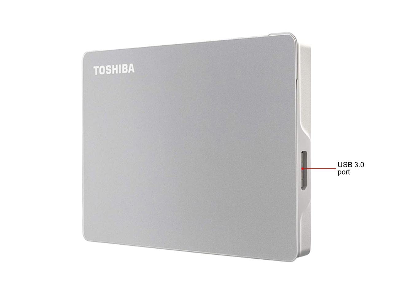 Toshiba Canvio Flex 2TB Portable External Hard Drive USB-C USB 3.0 - Compatible with PC, Mac & Tablet (Silver) - HDTX120XSCAA - Perfect for Data Backup, File Storage & On-the-Go Computing