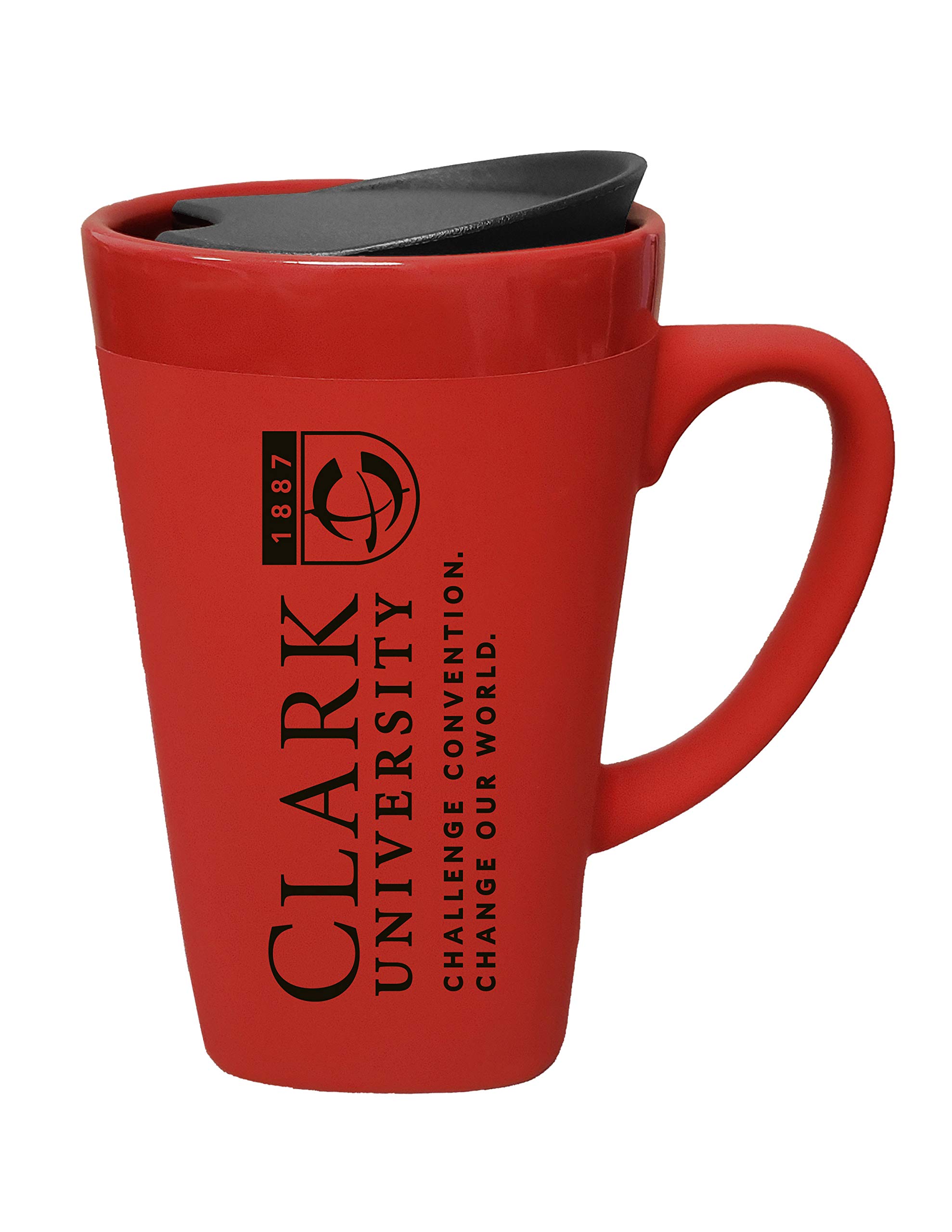 Personalized Clark University Ceramic Travel Mug with Swivel Lid - 16oz Insulated Coffee Cup for Hot & Cold Drinks, Perfect Gift for Students & Alumni - Red (Design-1) | Great for Campus, Office & Commuting