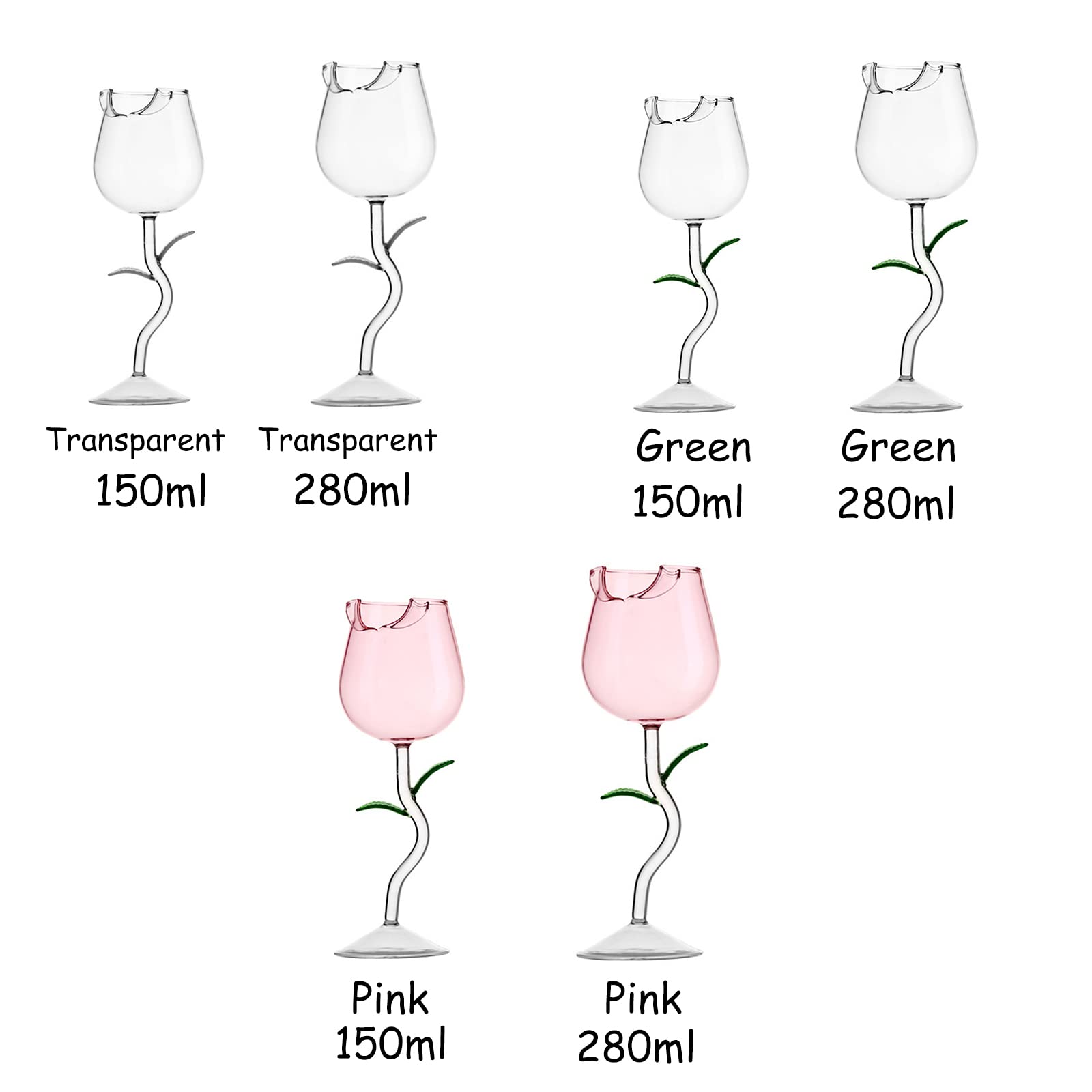 2Pcs Rose Flower Wine Glasses - Elegant Rose-Shaped Cocktail Glass Set for Wedding, Party, Dinner & Gifts | Perfect for Romantic Date Nights, Bridal Showers & Special Celebrations