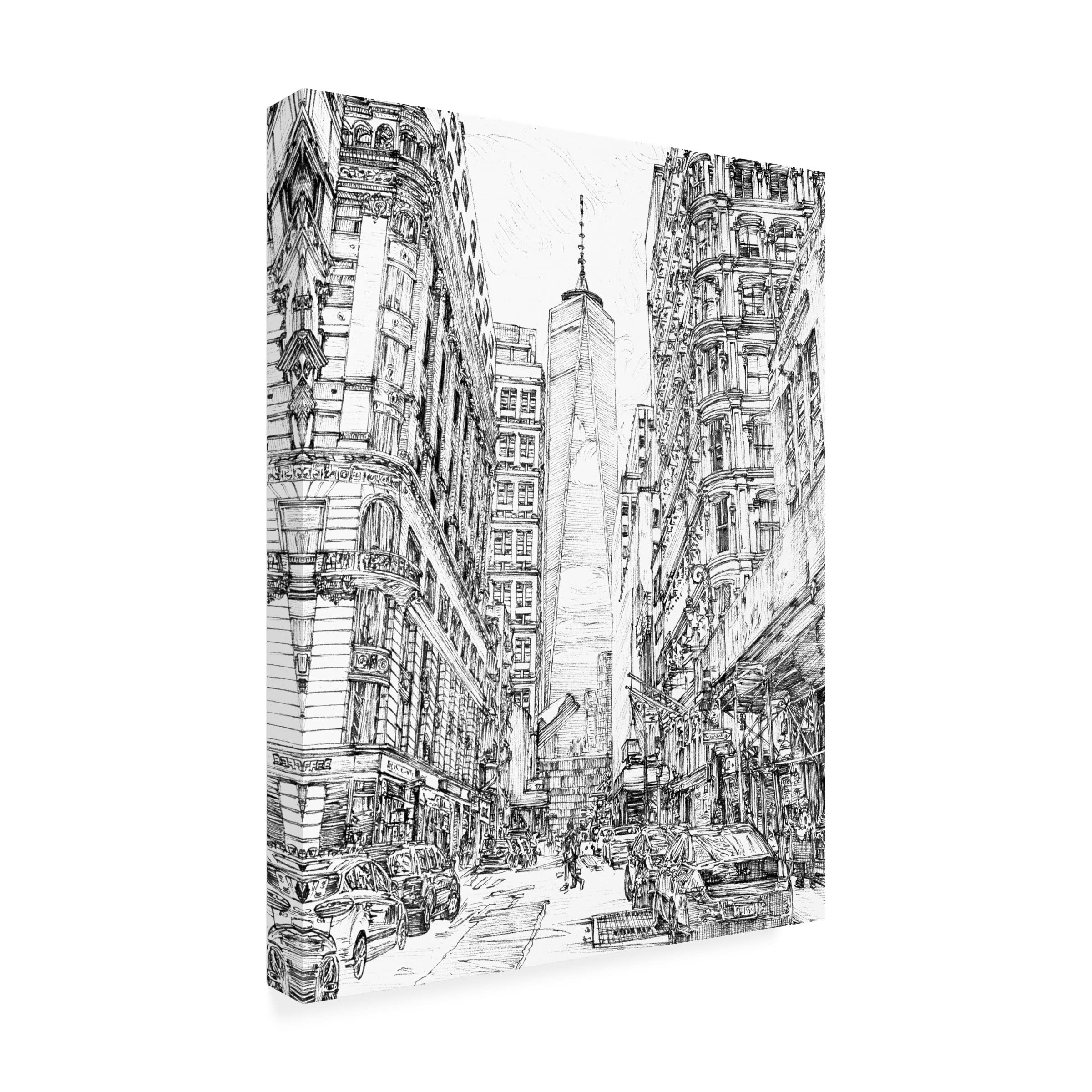 Trademark Fine Art 'City In Black And White I' Canvas Wall Art Print by Melissa Wang - Modern Home Office Decor, Living Room & Bedroom Wall Decor