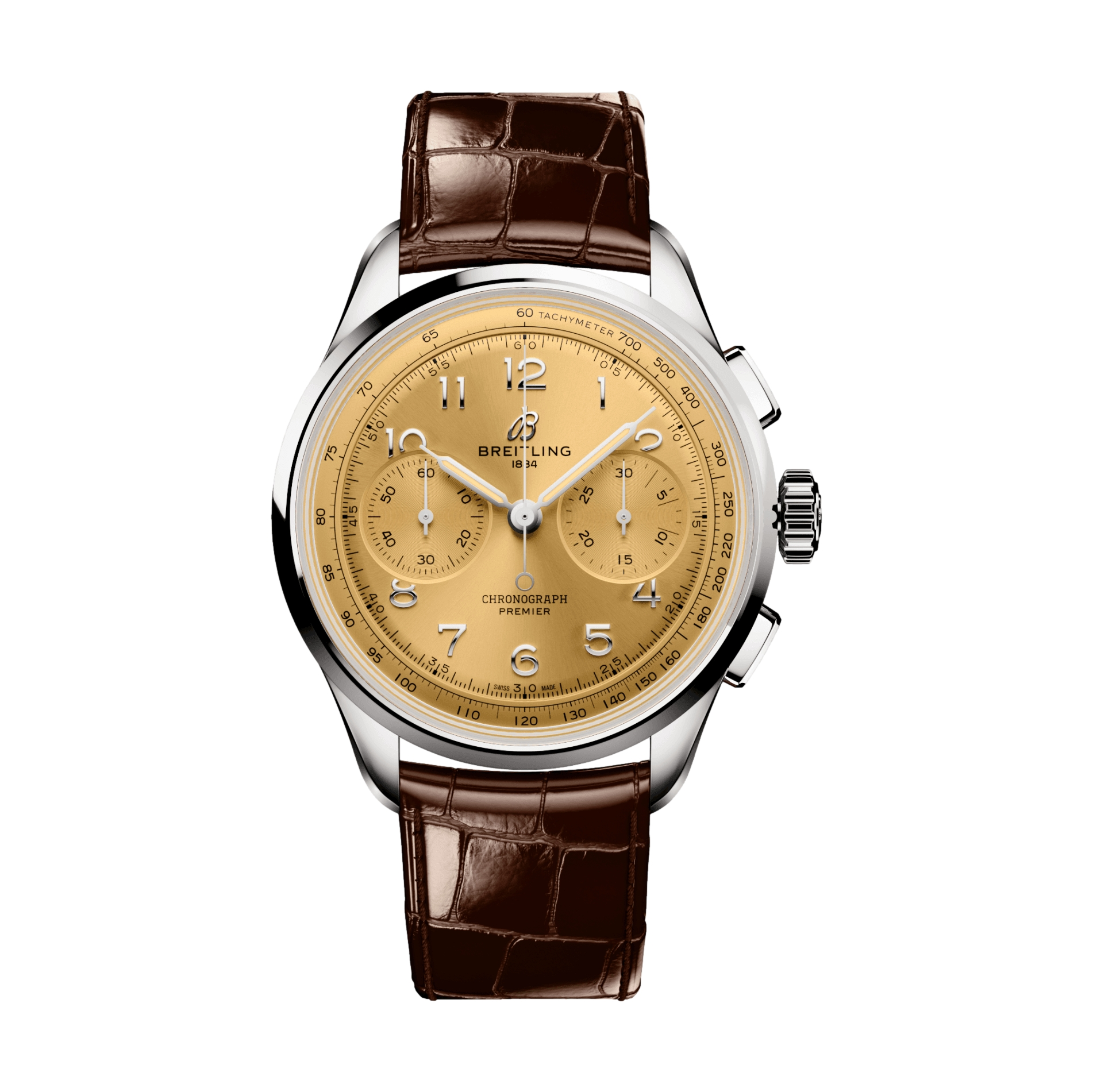 Premier B09 Chronograph 40mm Champagne Leather Strap Watch - Luxury Timepiece for Business Meetings & Formal Occasions