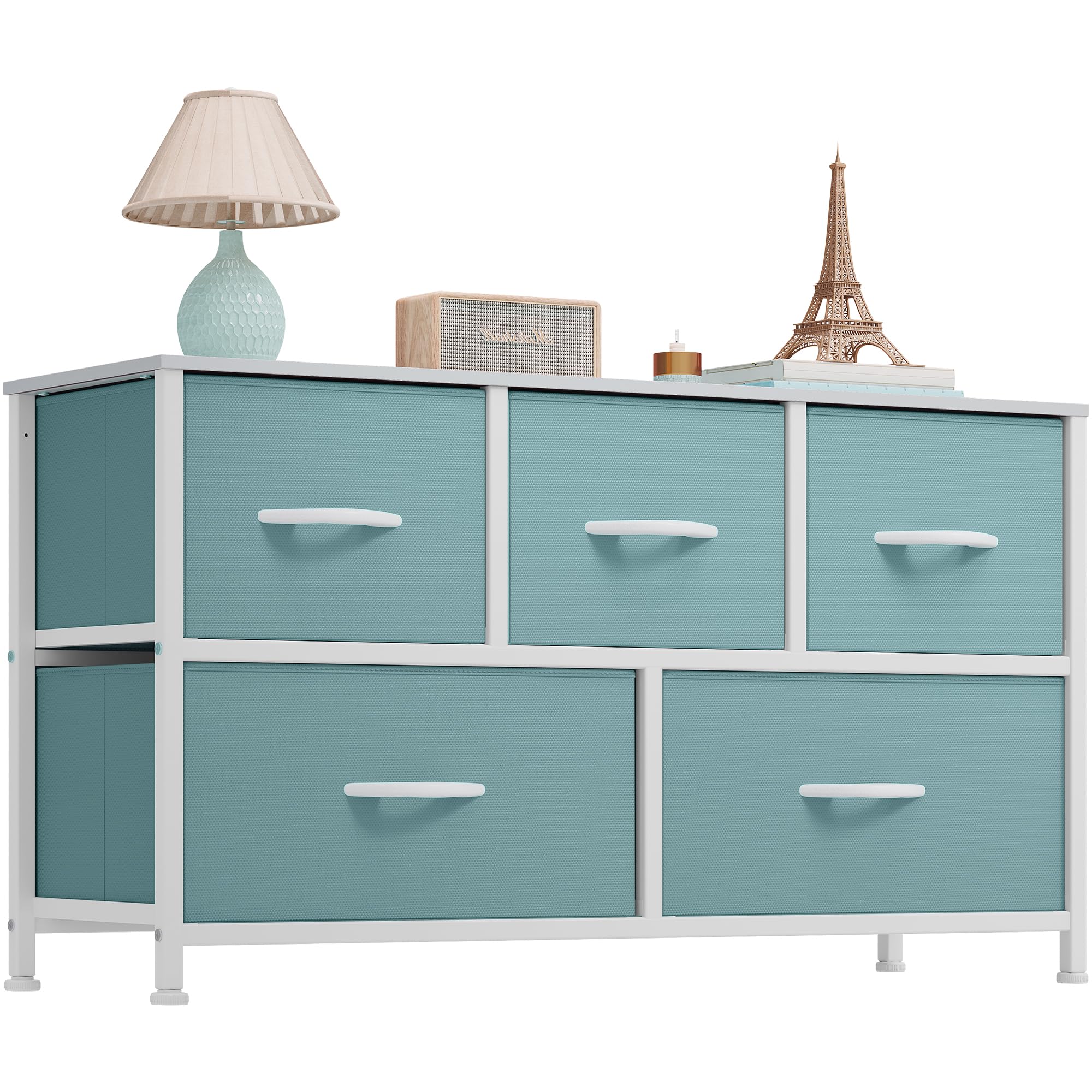 YITAHOME 5-Drawer Fabric Dresser - Sturdy Storage Organizer for Bedroom & Closet - Green