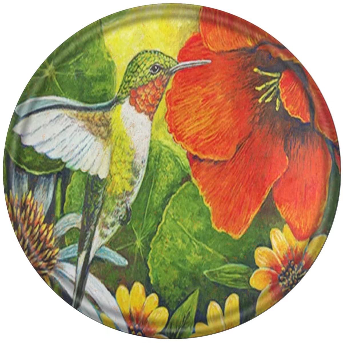 Retro Spring Hummingbird Flowers 300-Piece Round Wooden Jigsaw Puzzle for Adults & Kids - Educational Brain Teaser, Stress Relief Game, Home & Office Decor, Perfect Christmas Gift for Puzzle Lovers (Ideal for Family Game Nights, Classroom Activities, and Relaxing Solo Play)