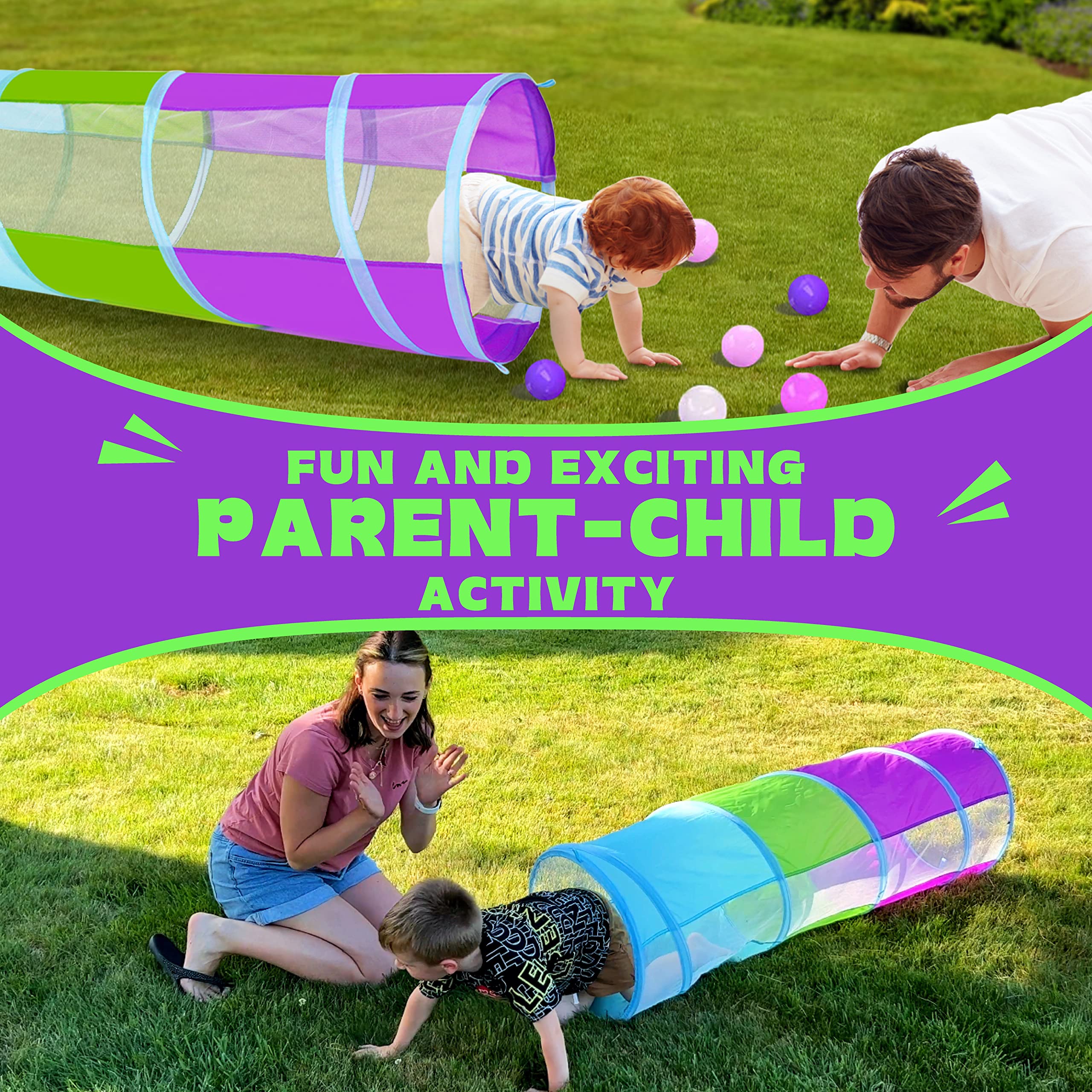 **5ft Kids Play Tunnel for Toddlers 1-3 Years - Indoor & Outdoor Pop-Up Crawl Tunnel Tent for Boys & Girls - Fun Game Toy for Birthday Parties, Playrooms & Backyard Adventures**