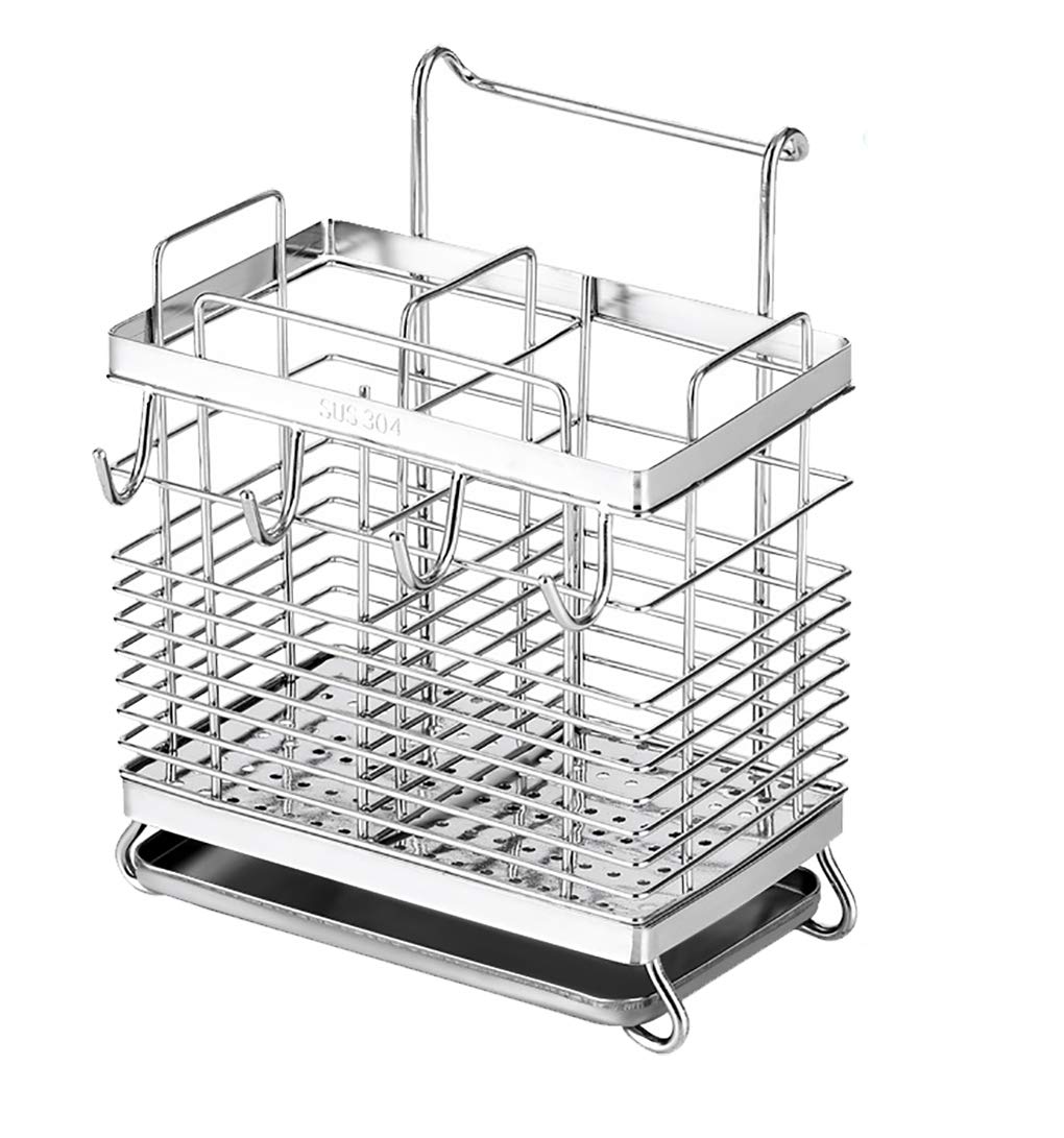 Premium 304 Stainless Steel Dish Drying Rack - 2-Tier Kitchen Utensil Holder with Hooks, Rustproof & No-Drill Design | Space-Saving Countertop Drainer for Plates, Cups & Cutlery | Ideal for Small Kitchens, Apartments & RVs