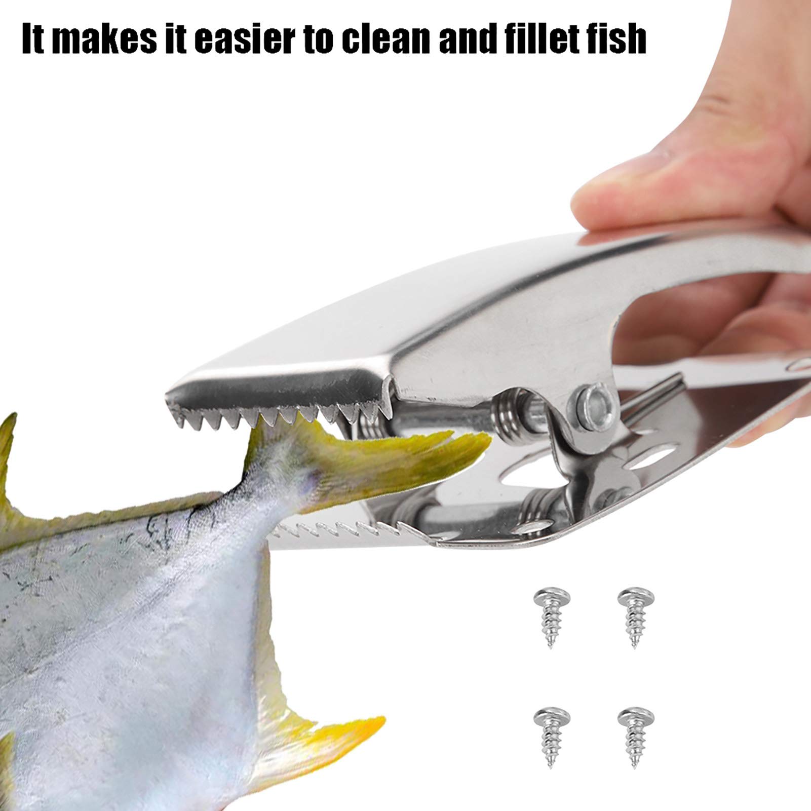 Keenso Rustproof Stainless Steel Fish Fillet Clamp with Mounting Screws - Heavy Duty Kitchen Tool for Fish Cleaning Board & Fillet Board - Perfect for Home Chefs, Anglers, and Outdoor Cooking