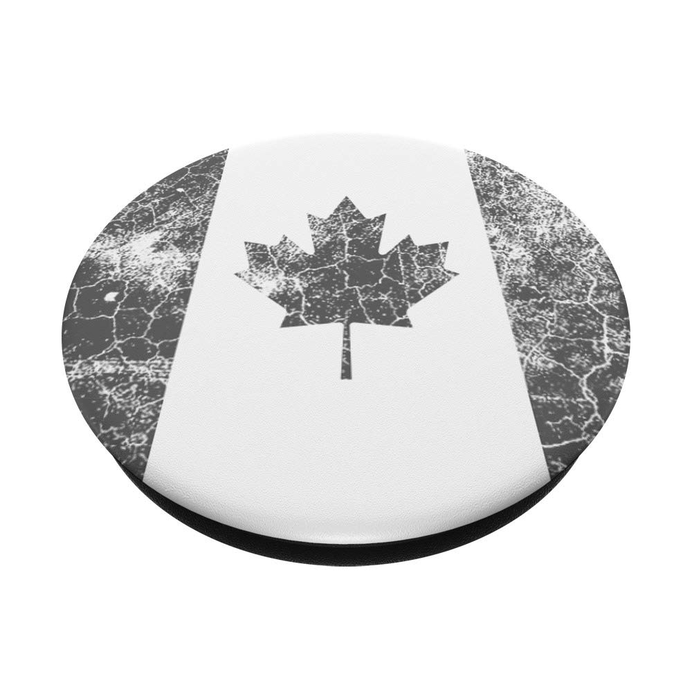 Distressed Black and White Canada Flag PopSockets PopGrip - Swappable Phone Grip for iPhone, Samsung & Tablets | Perfect for Travel, School & Everyday Use