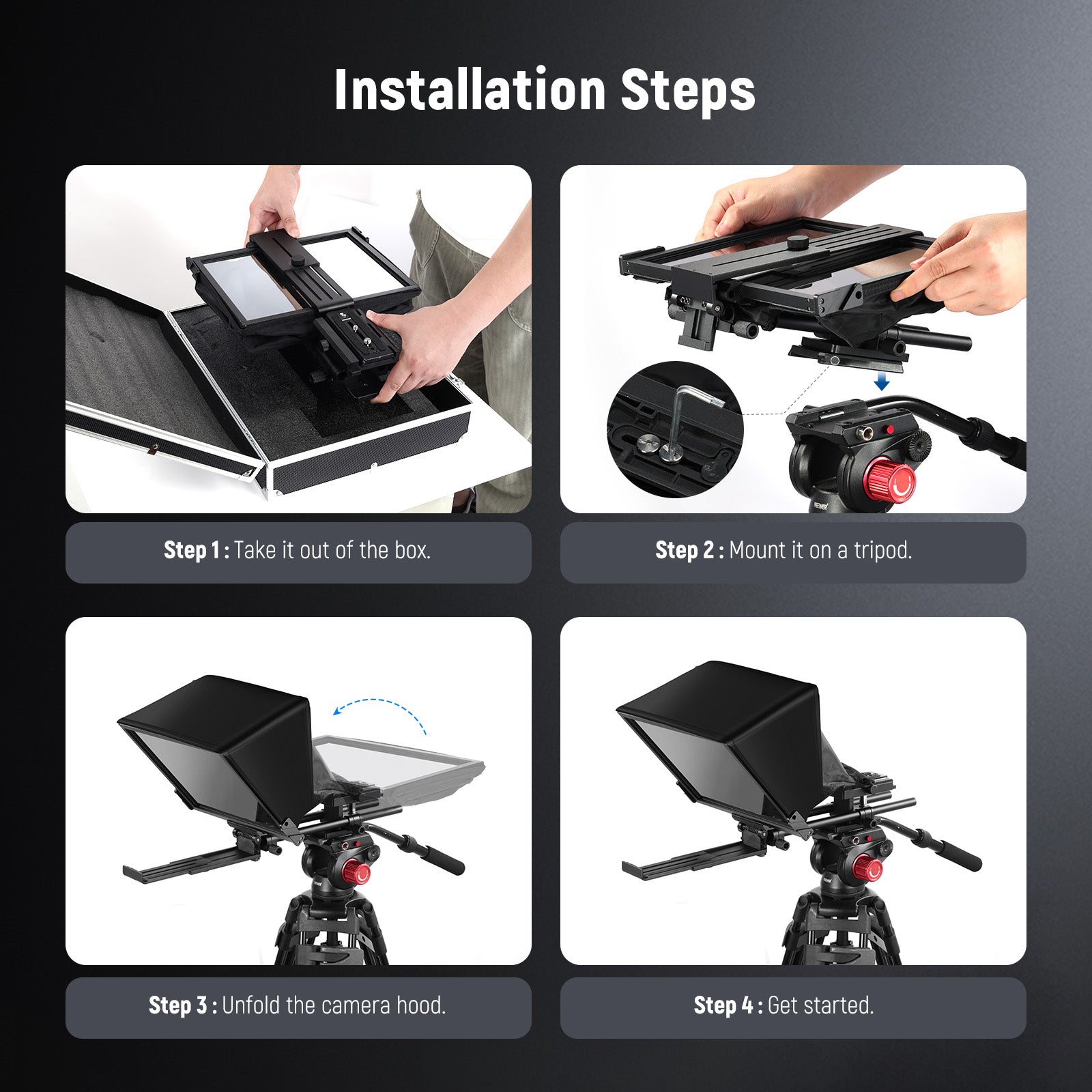NEEWER C12 Professional Camera Teleprompter with 501PL QR Plate - Perfect for Vlogging, Live Streaming & Video Production