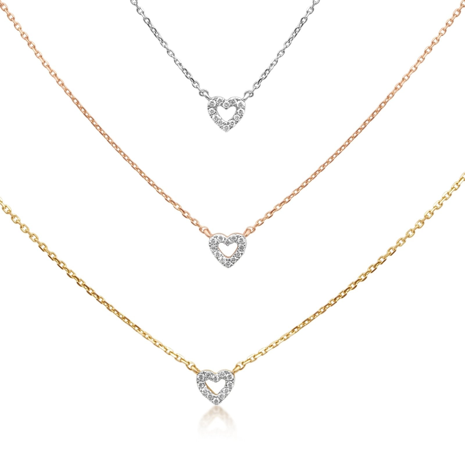 14K Solid Yellow Gold Diamond Heart Pendant Necklace for Women - Elegant Jewelry Gift for Valentine's Day, Anniversary & Special Occasions