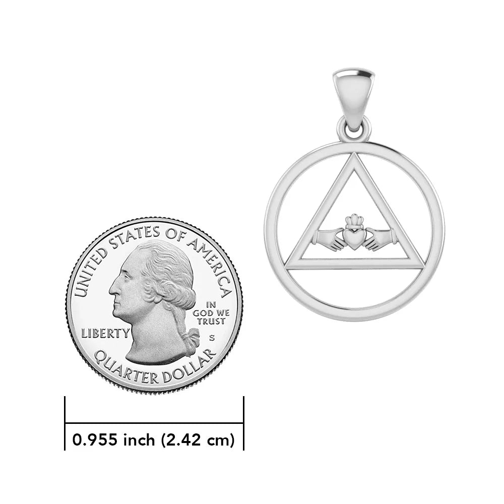 Embrace of Recovery – Sterling Silver Claddagh AA Pendant with 18