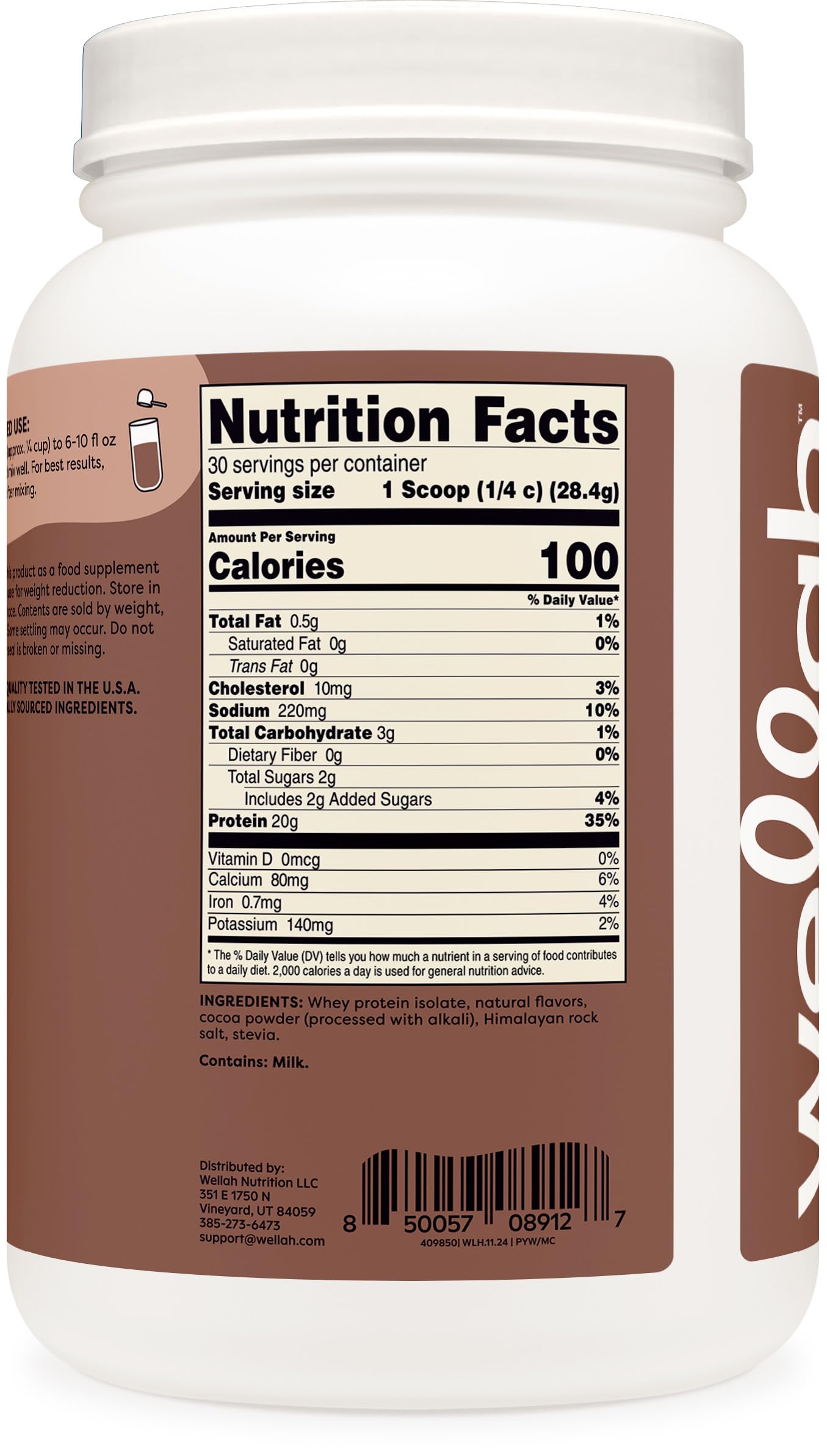 Premium Whey Protein Isolate Powder - 30 Servings, Delicious Milk Chocolate Flavor for Muscle Recovery & Growth | Ideal for Post-Workout Shakes, Smoothies & Healthy Breakfasts