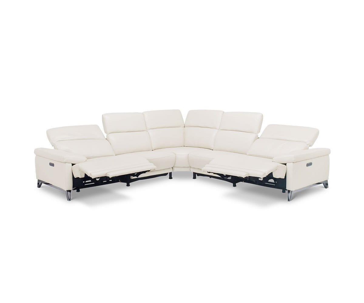 Premium Voss Leather Power Reclining Sectional Sofa with USB Charging - Modern Living Room Furniture for Home Theater & Family Gatherings