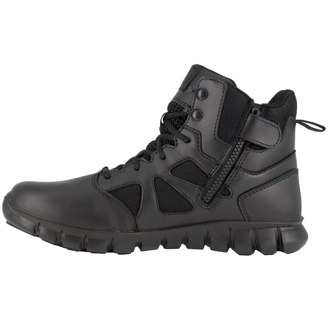 6 Inch Sublite Cushion Tactical Boots - Black Soft Toe Side Zip Combat Shoes for Men | Perfect for Outdoor Hiking, Security Work & Military Training