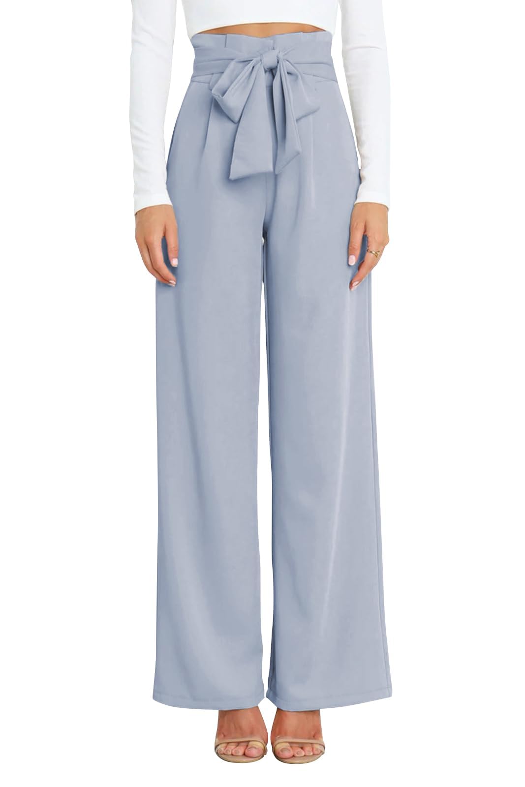 GUOLEZEEV Women's High Waist Wide Leg Dress Pants - Business Casual Office Work Pants, Comfortable Stretch Trousers for Professional & Everyday Wear
