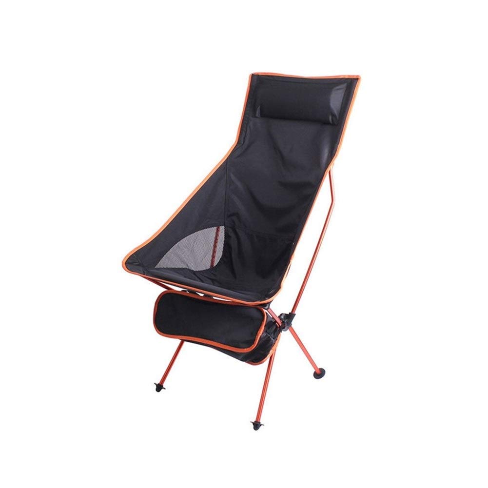 Ultralight Portable Folding Camping Chair - Oxford Cloth Outdoor Chair with Extended Seat for Fishing, Picnic, BBQ & Beach | Perfect for Camping Trips, Backyard Relaxing & Outdoor Adventures (Orange)