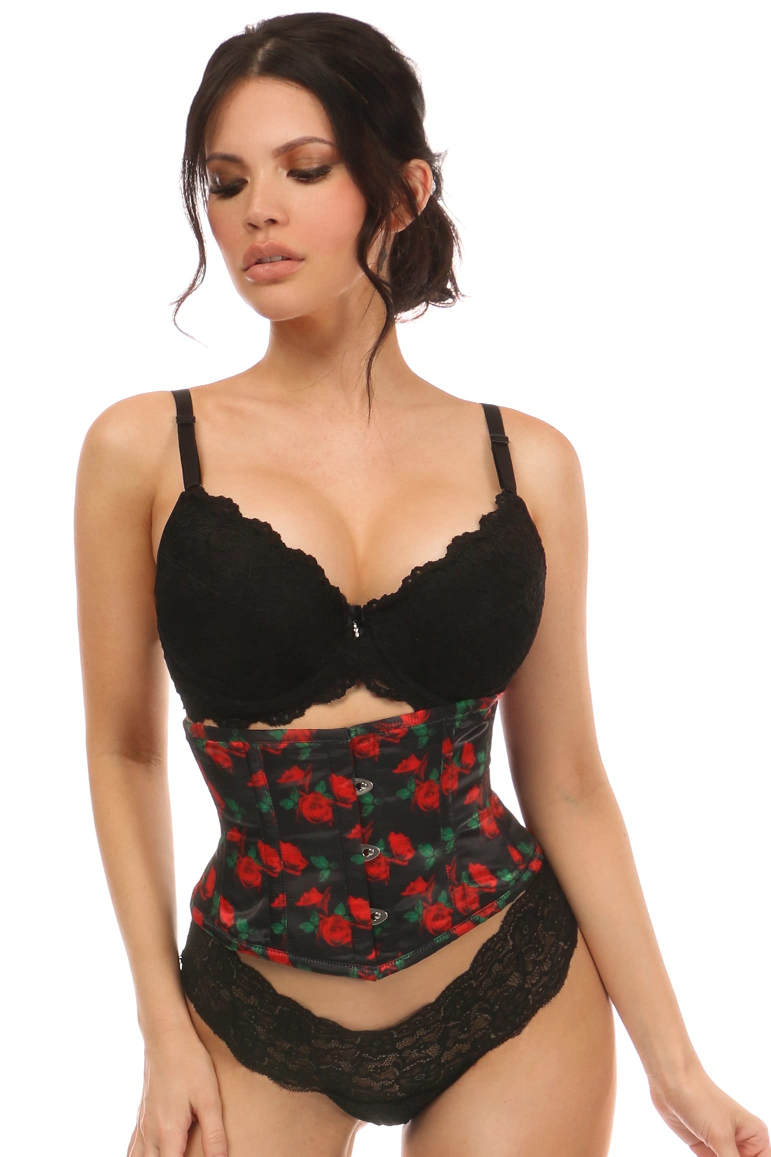 Elegant Daisy Rose Satin Mini Cincher Corset for Women | Waist Trainer & Shapewear | Perfect for Burlesque, Cosplay, and Evening Wear