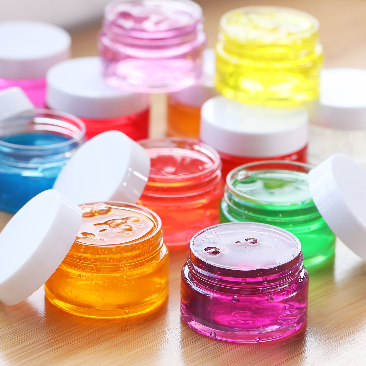 SATINIOR 12-Pack 6 oz Clear Plastic Storage Jars with Lids - Airtight Round Cosmetic Containers for Travel Toiletries, Lotion, Cream, Makeup, Ointments, Kitchen Spices & Craft Beads - Perfect for Organizing Samples, Rhinestones & Small Items