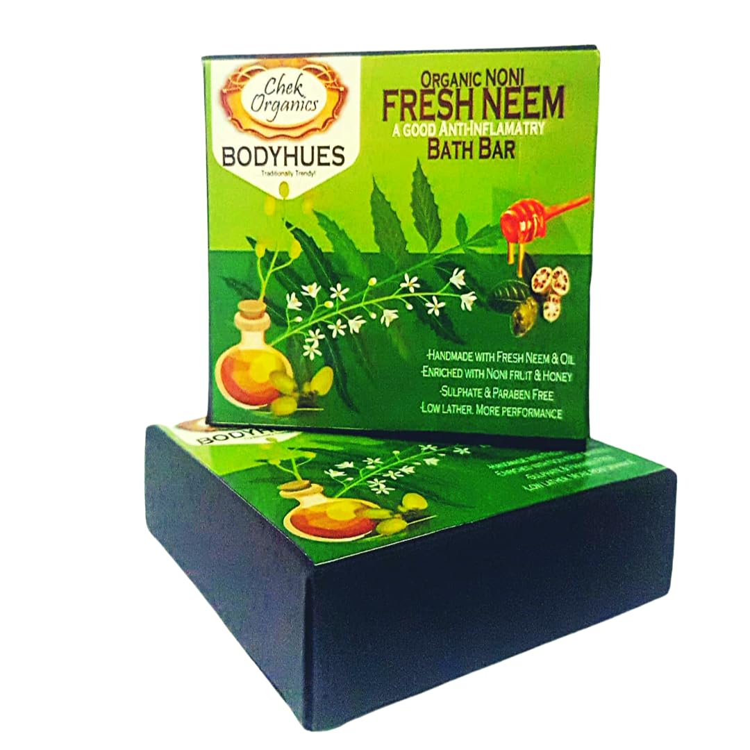 Organic Noni Neem Bath Bar by CHEKORGANICS BODYHUES | 100gm | Natural Soap for Sensitive Skin & Acne Relief | Perfect for Daily Cleansing & Spa Relaxation
