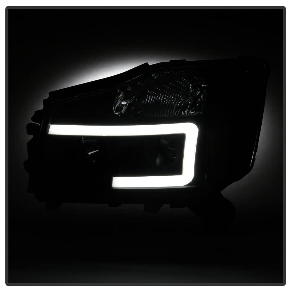 ACANII Black Housing LED Tube Projector Headlights Assembly Pair for 2014-2015 Nissan Titan & 2004-2007 Armada - Upgrade Your Night Driving Visibility (Perfect for Off-Roading, Night Commuting & Enhanced Style)