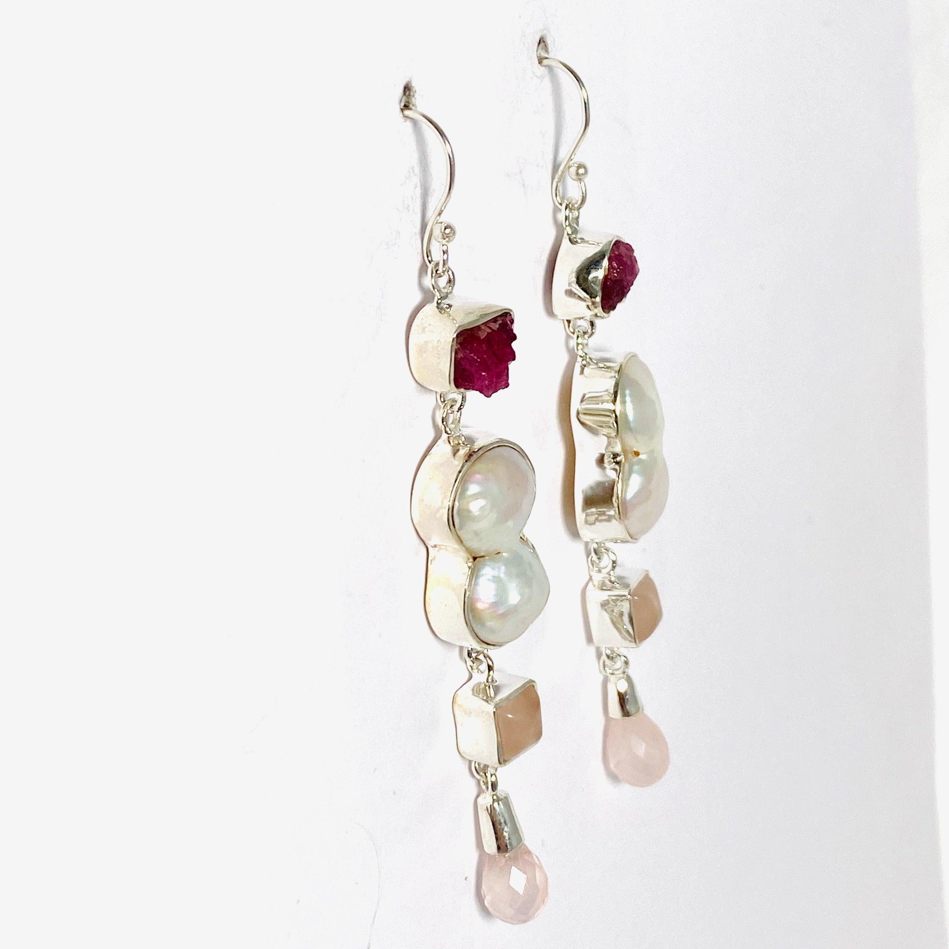 KEGJ1371 Elegant Pearl Multi-Drop Earrings for Women - Perfect for Weddings, Parties & Special Occasions