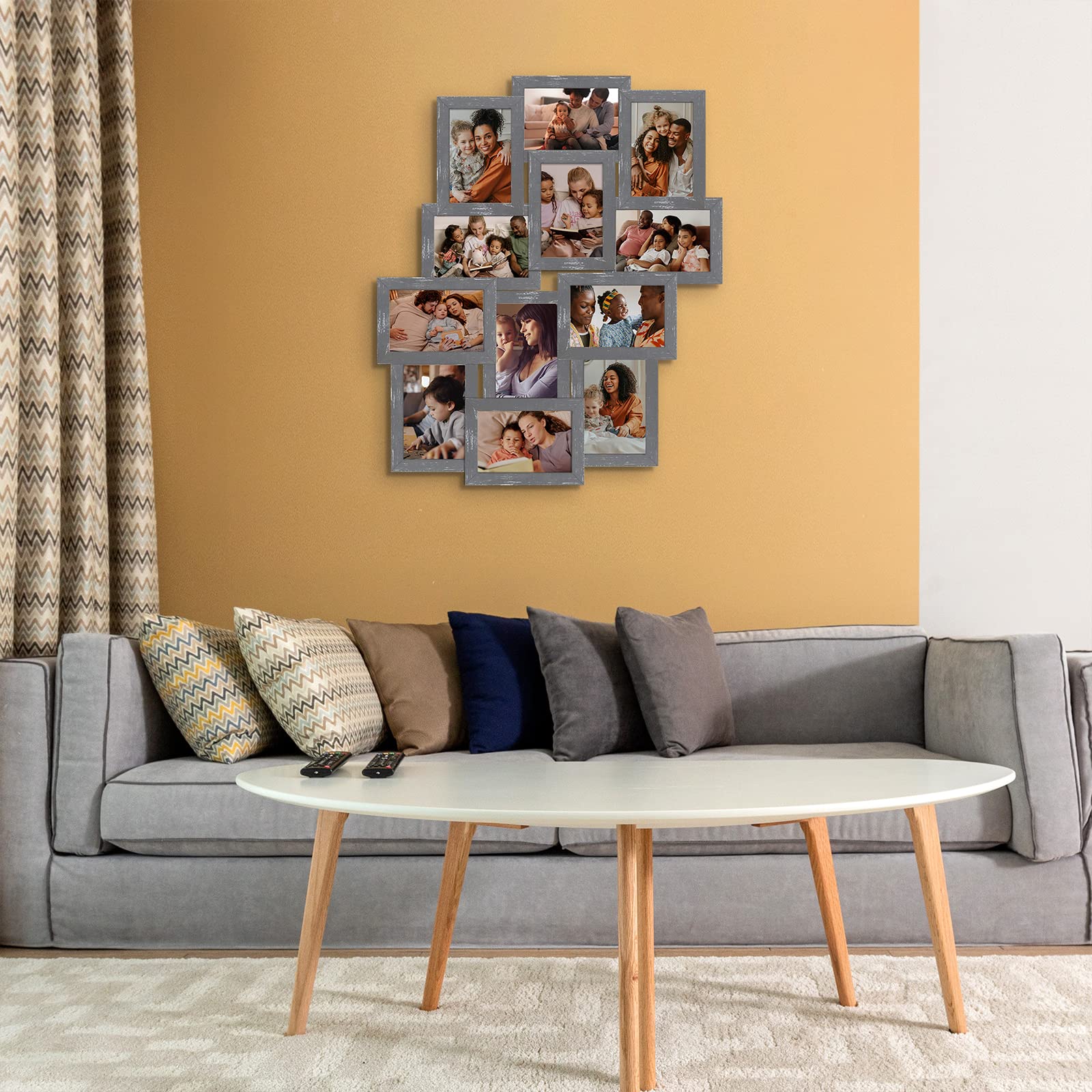 HELLO LAURA - 12 Opening 4x6 Collage Picture Frames for Wall Display | Grey Photo Frames Collage Wall Decor for Home, Living Room & Bedroom | Perfect for Family Photos, Wedding Memories & Home Decoration