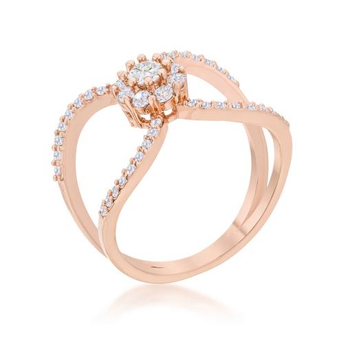 0.4ct CZ Floral Wrap Ring in Rose Gold - Elegant & Delicate Jewelry for Women, Perfect for Weddings, Anniversaries & Special Occasions