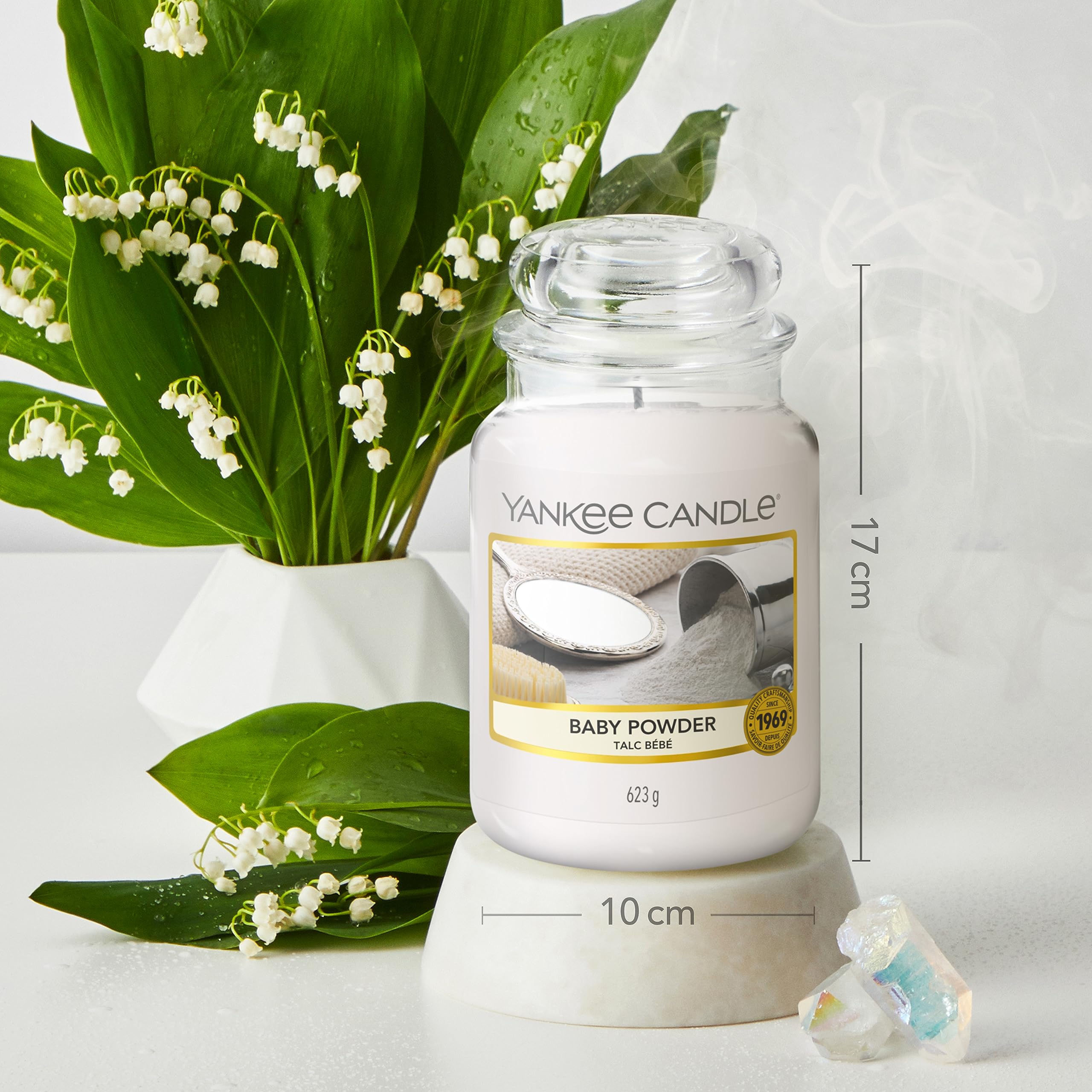 Yankee Candle Baby Powder Scented Large Jar Candle - 14.5 oz Long Lasting Fragrance for Home, Bedroom & Relaxation