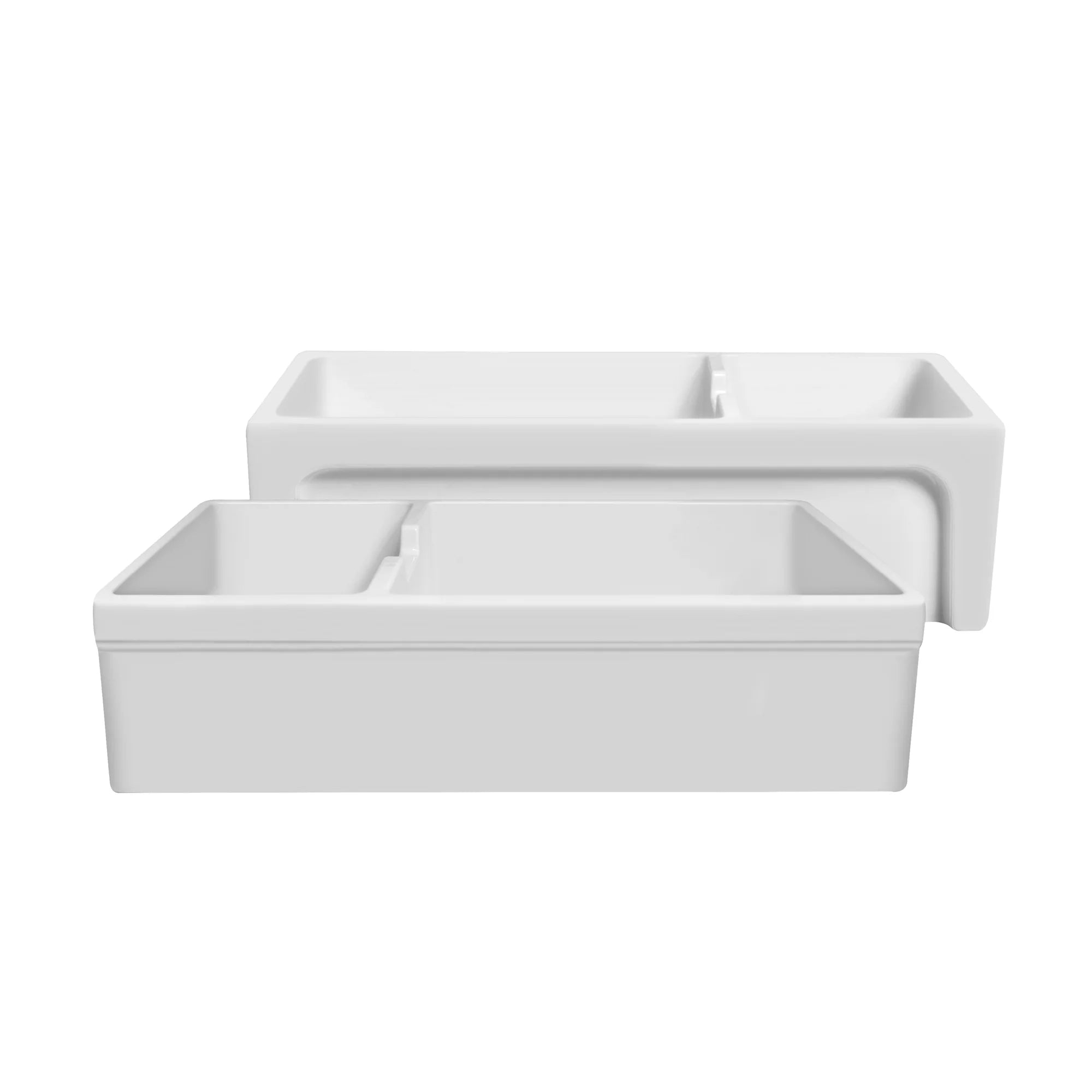 Glencove Fireclay 42-Inch Large Double Bowl Reversible Farmhouse Kitchen Sink with Beveled Front Apron - Perfect for Modern Farmhouse, Rustic, and Traditional Kitchen Designs