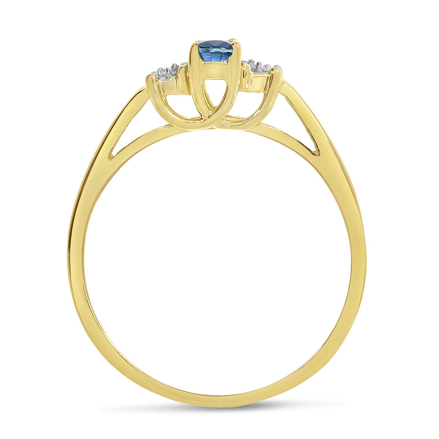 10K Yellow Gold Genuine Birthstone Solitaire Oval Gemstone & Diamond Engagement Ring for Women - Perfect Wedding, Anniversary & Proposal Jewelry Gift