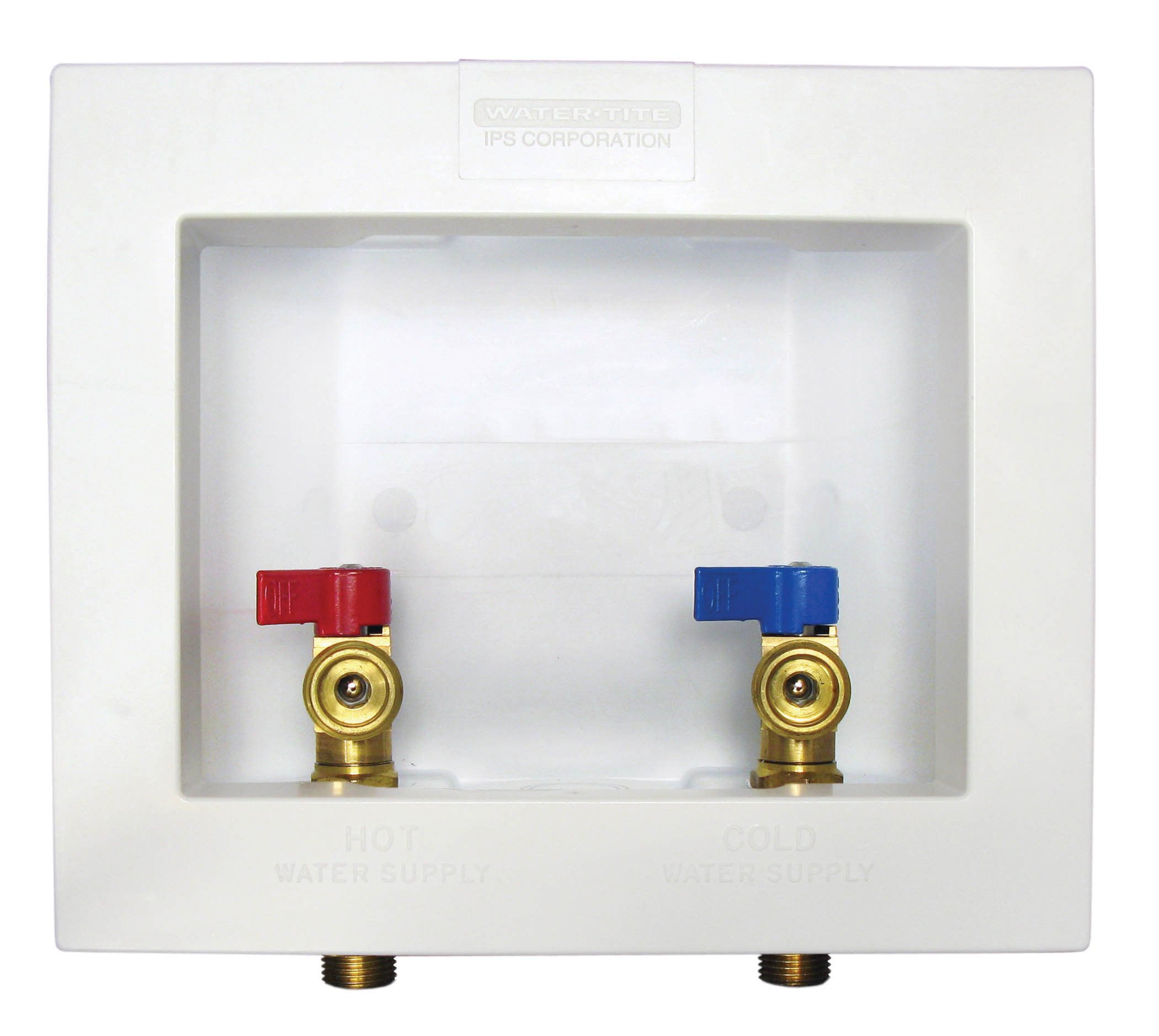 82066 Econo Box Center-Drain Washing Machine Outlet Box with Quarter-Turn Brass Valves - 1/2