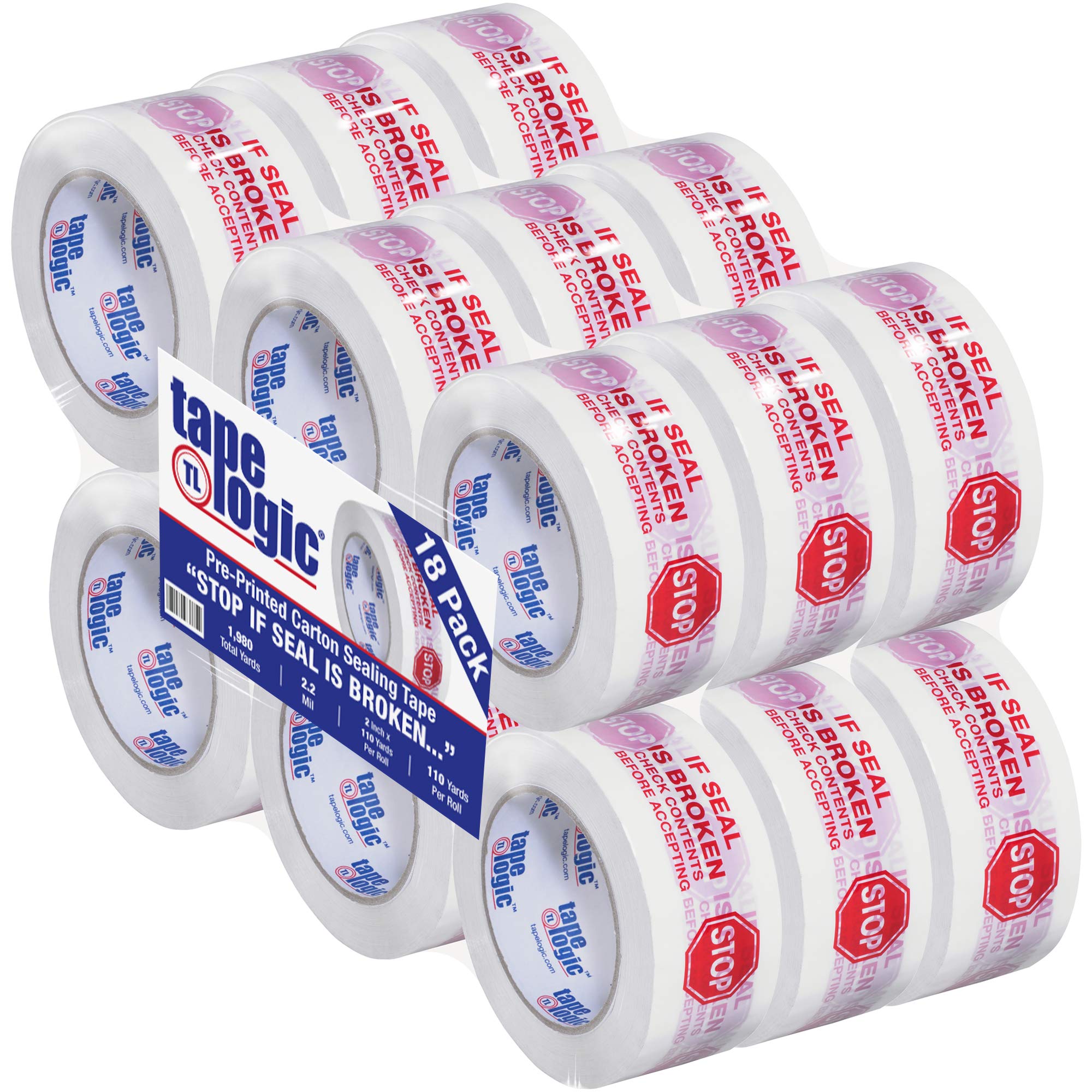 **Aviditi 2 Inch x 110 Yard Heavy Duty Packing Tape - 2.2 Mil Red/White 