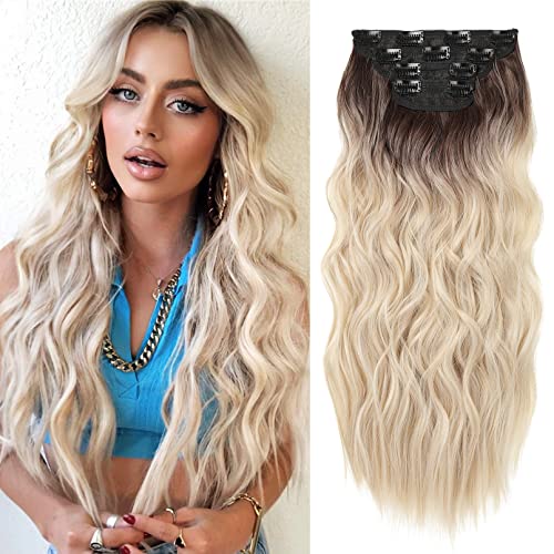 4PCS Clip-in Synthetic Hair Extensions - Long & Thick Hair Extensions for Women - Perfect for Parties, Weddings & Everyday Styling