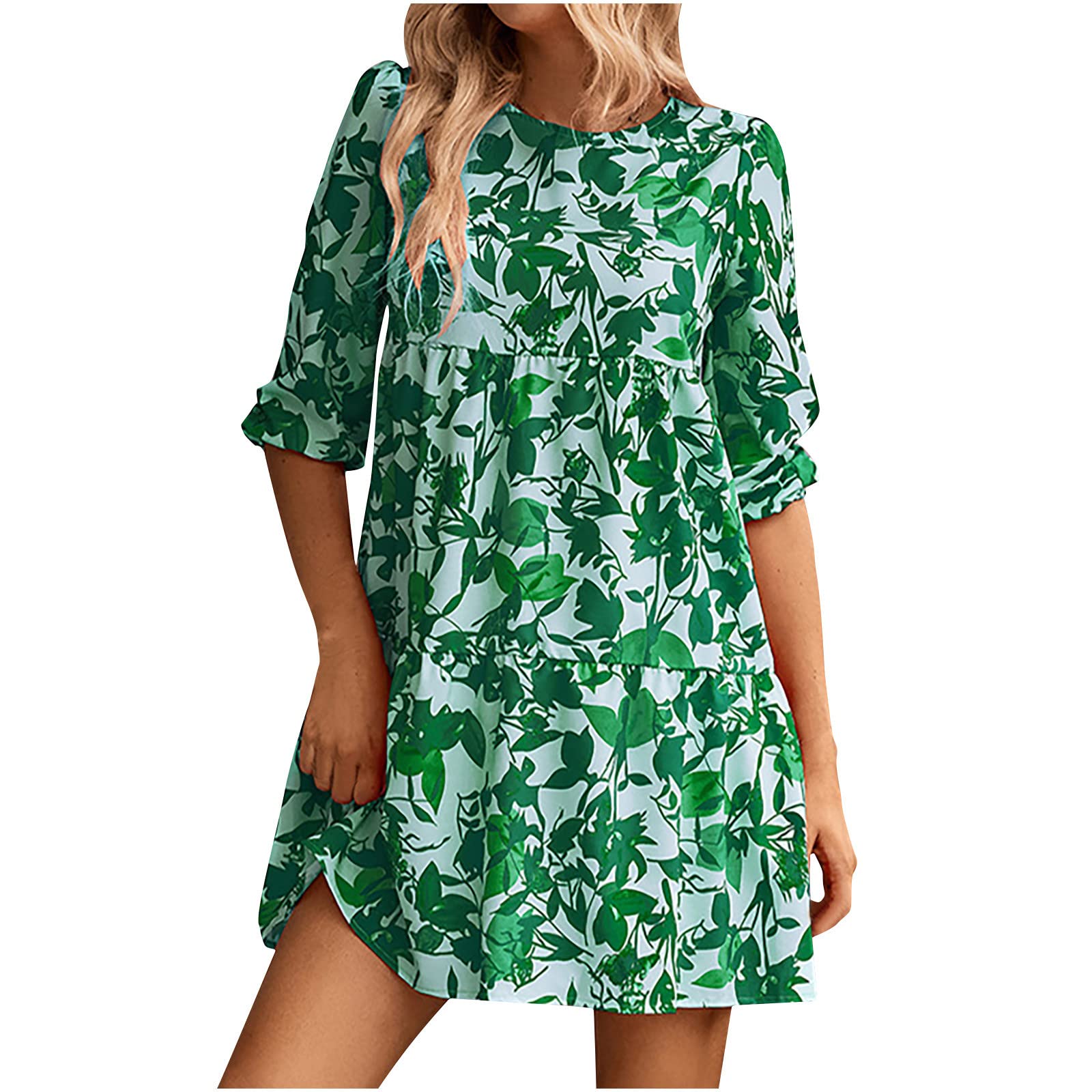 Women's Floral Boho Shift Dress - Summer Short Sleeve Bodycon Dress That Hides Belly Fat - Perfect for Beach Vacations, Date Nights & Casual Outings