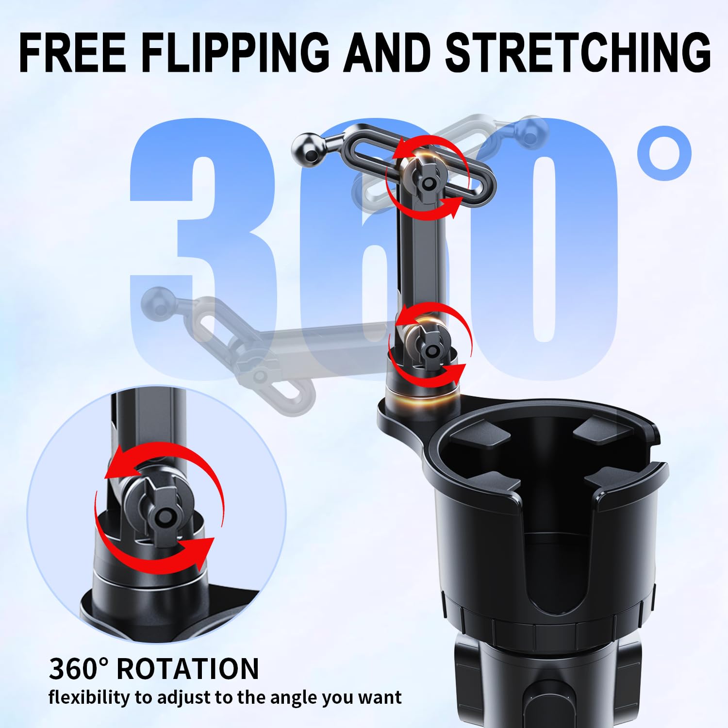 HUMBEST Expandable Car Cup Holder Phone Mount - Universal Phone Holder for iPhone & Android - Perfect for Road Trips, Commuting & Hands-Free Driving