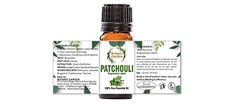 100% Pure Undiluted Patchouli Essential Oil for Relaxation, Sleep & Stress Relief - Natural Aromatherapy Oil for Skin Care, Hair Growth & Massage (10ml) - Perfect for Diffusers, Bath & DIY Beauty Products