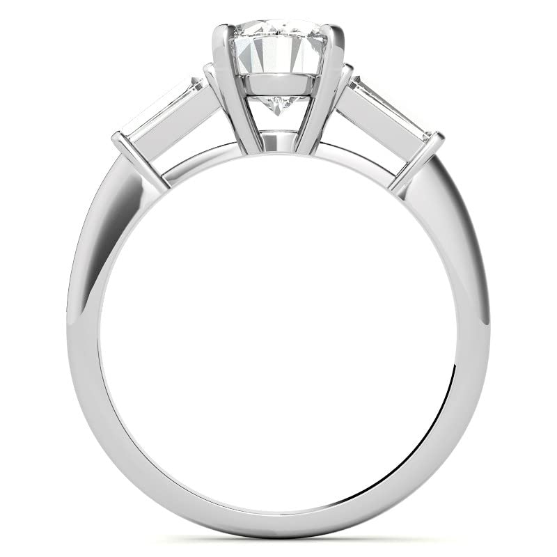 2 CT Oval Colorless Moissanite Engagement Ring Set for Women - Sterling Silver Wedding Bridal Ring Set with Solitaire Prong - Anniversary Promise Gift for Her - Perfect for Proposals, Weddings & Special Occasions