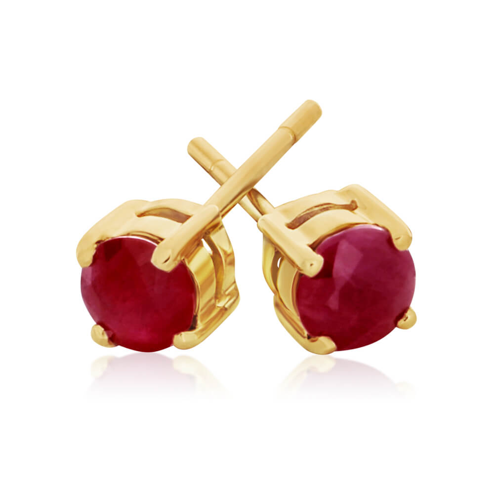 9ct Gold Natural Ruby Stud Earrings for Women - Elegant & Timeless Jewelry Gift for Birthday, Anniversary & Special Occasions